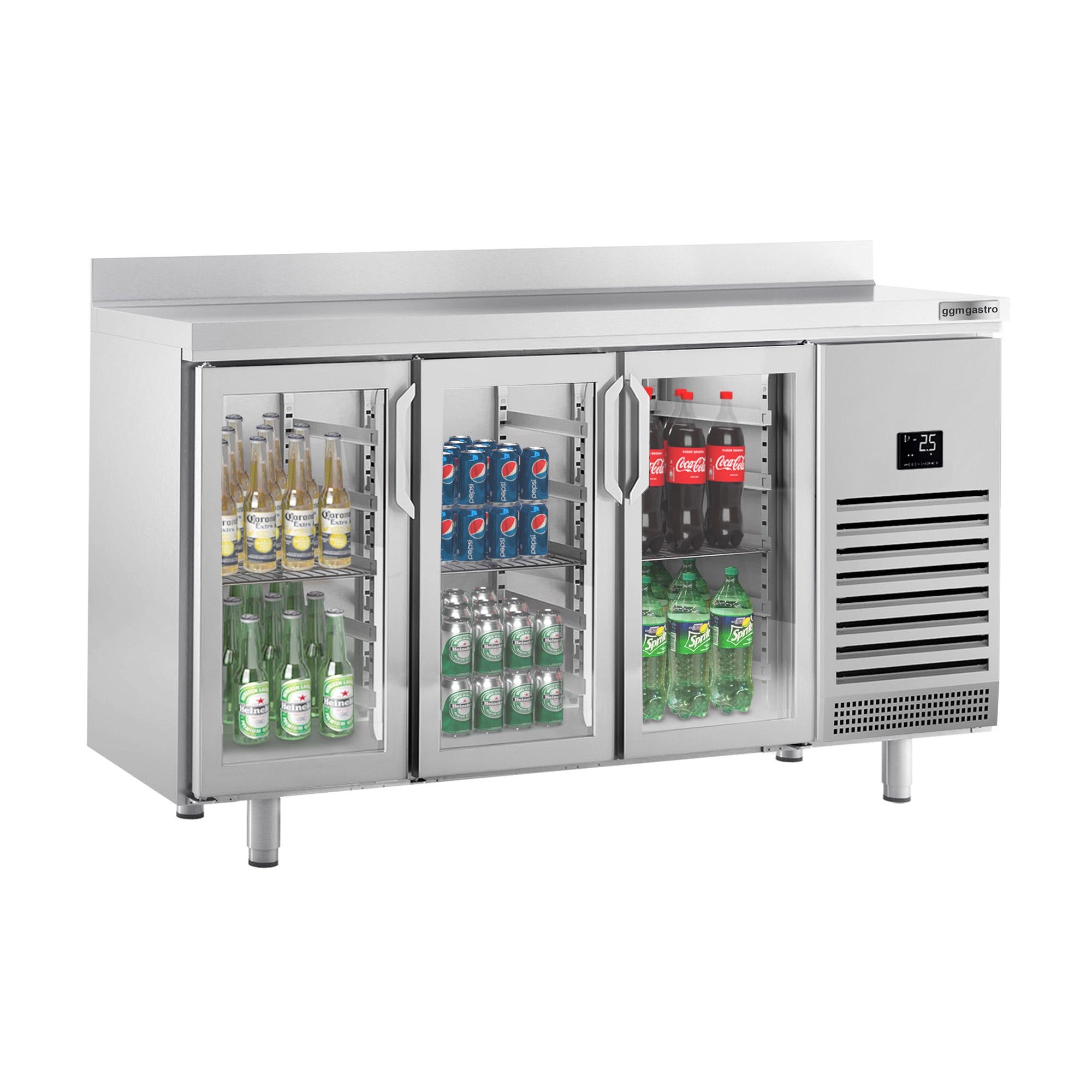 Bar refrigerator table - with 3 glass doors