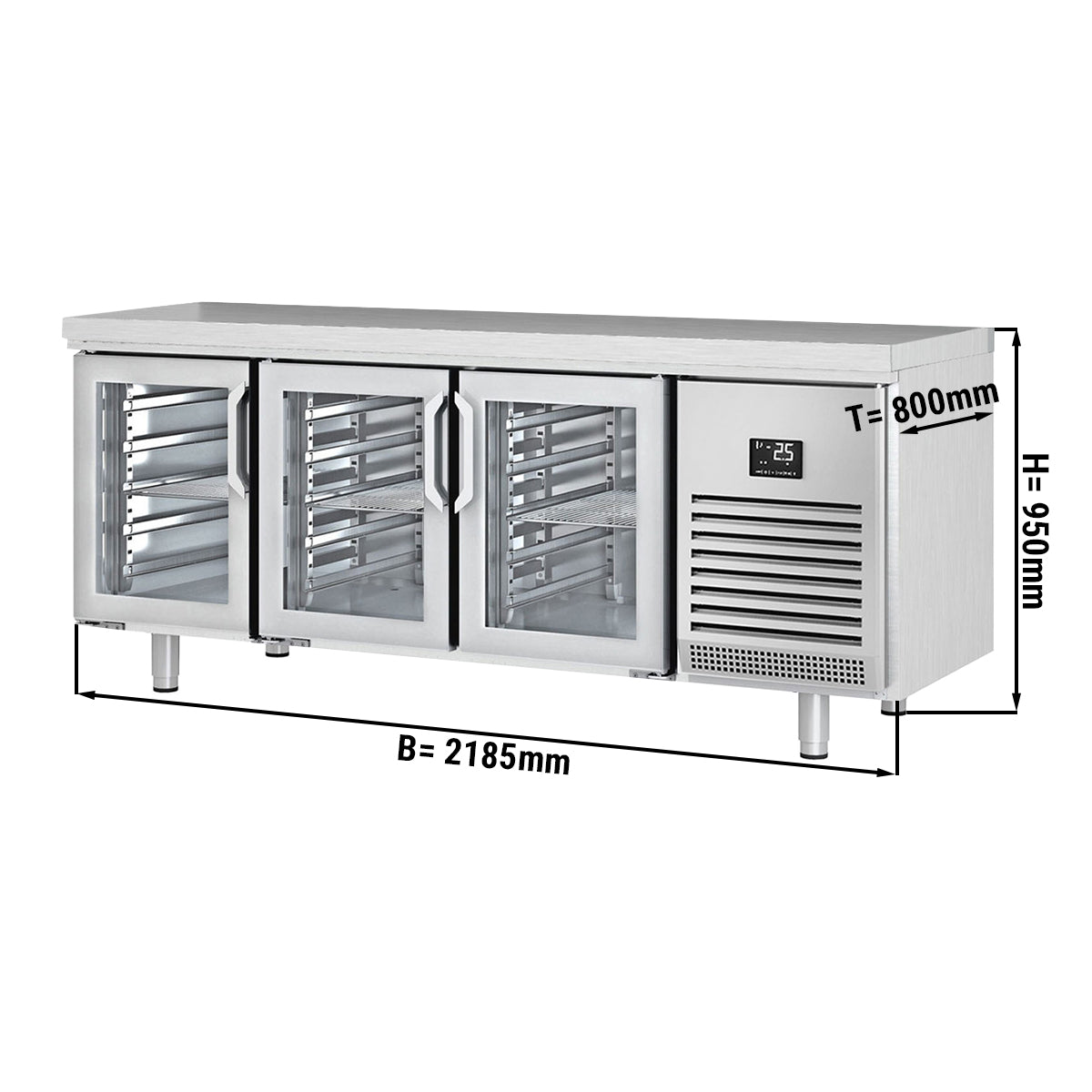 Bar refrigerator table (EN) - with 3 glass doors