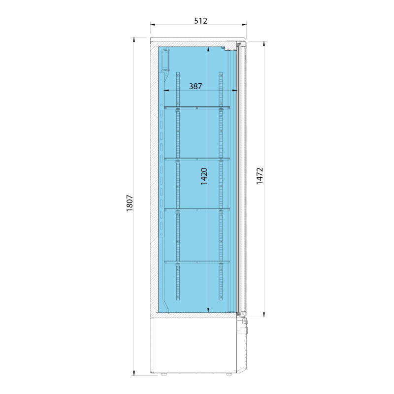 Bar refrigerator for drinks 280 liters - with 1 door