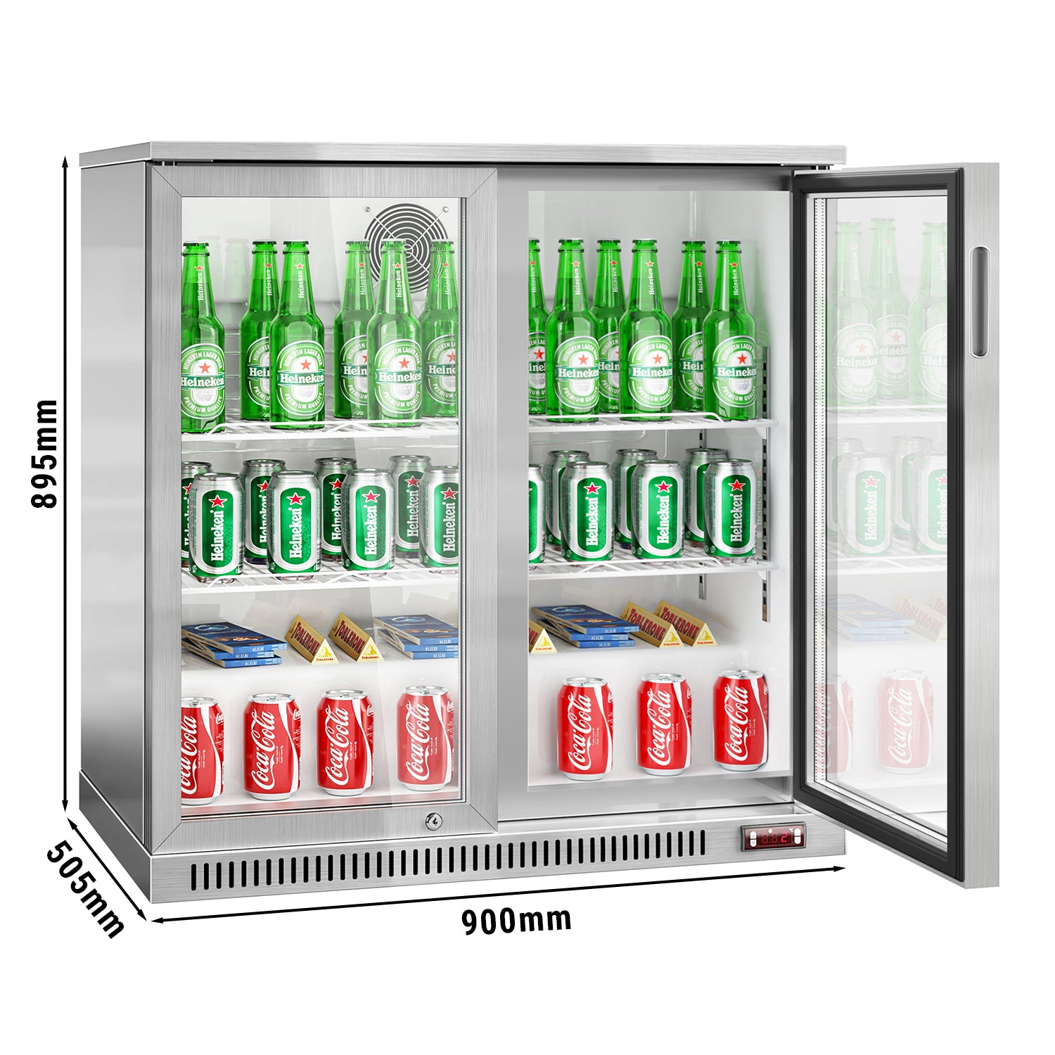 Баров хладилник - 0.90 м - 220 л - с 2 стъклени врати