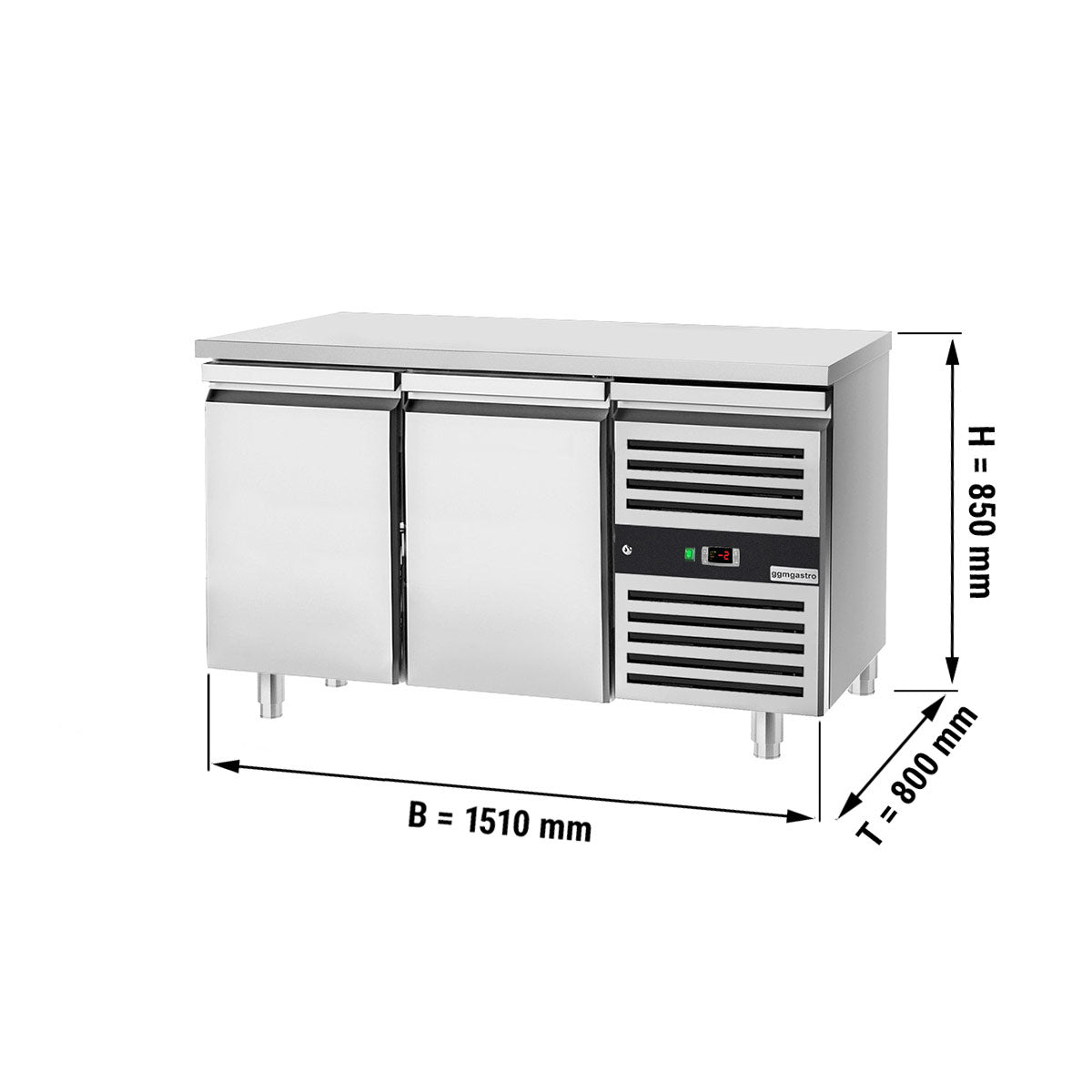 Refrigerated counter for bakery products PREMIUM - 1.5 x 0.8 m - with 2 doors