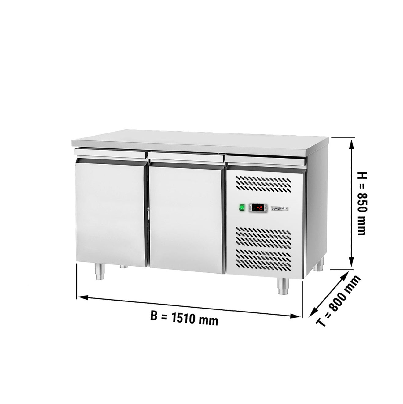 Хладилен плот за пекарски изделия  PREMIUM - 1,5 x 0,8 m - с 2 врати