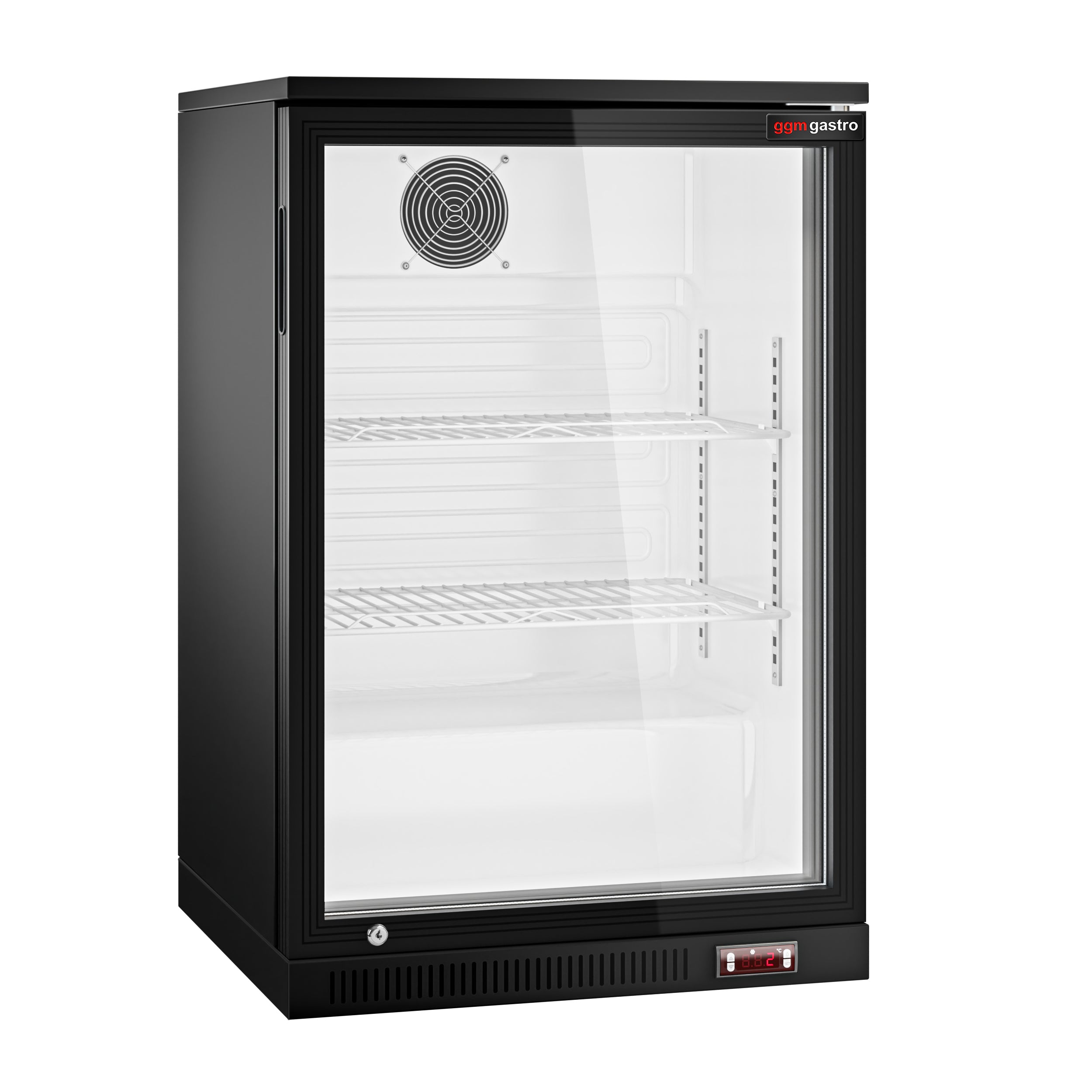 Bar fridge - 0.6 m - 126 liters - with 1 glass door and 2 shelves - Black