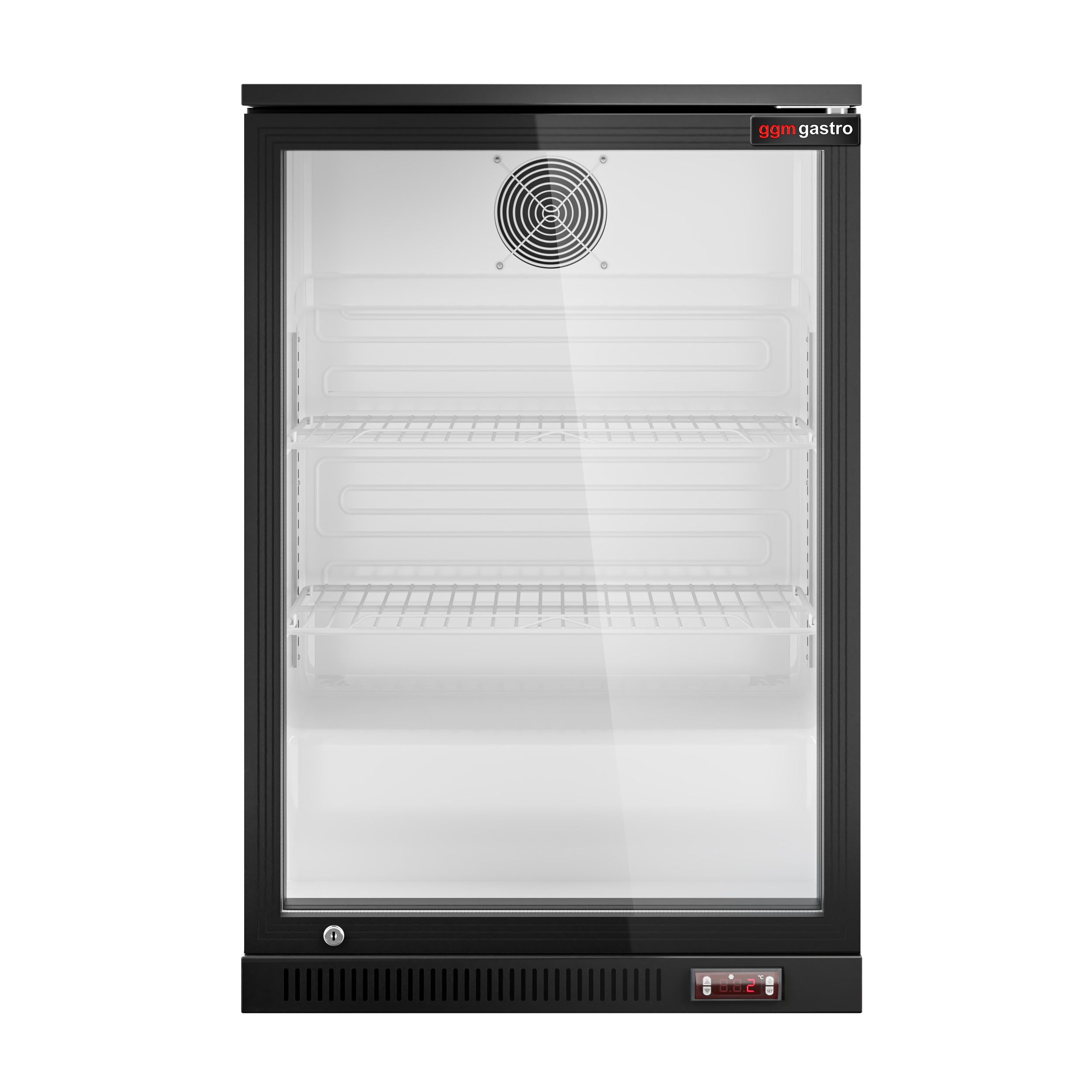 Bar fridge - 0.6 m - 126 liters - with 1 glass door and 2 shelves - Black