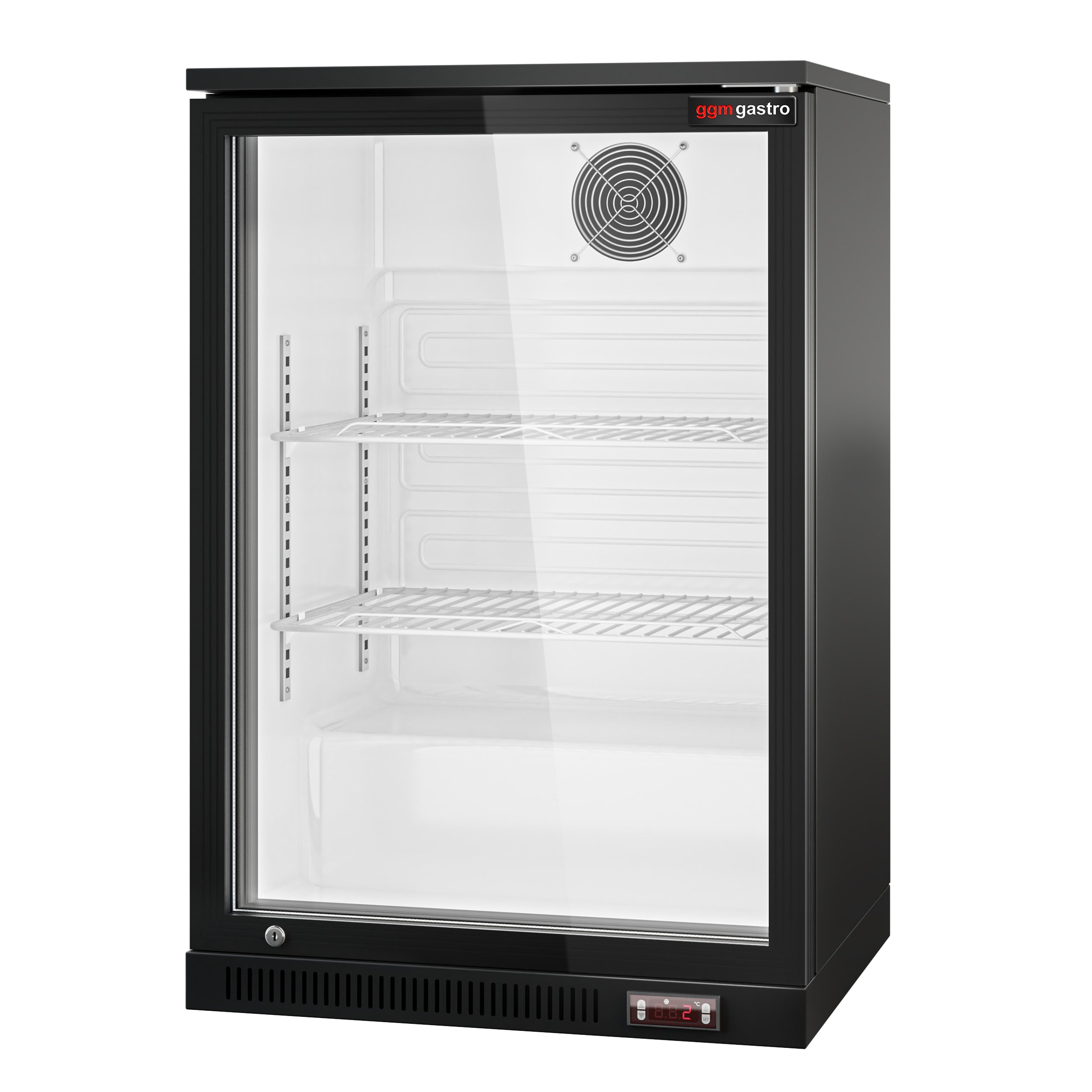 Bar fridge - 0.6 m - 126 liters - with 1 glass door and 2 shelves - Black