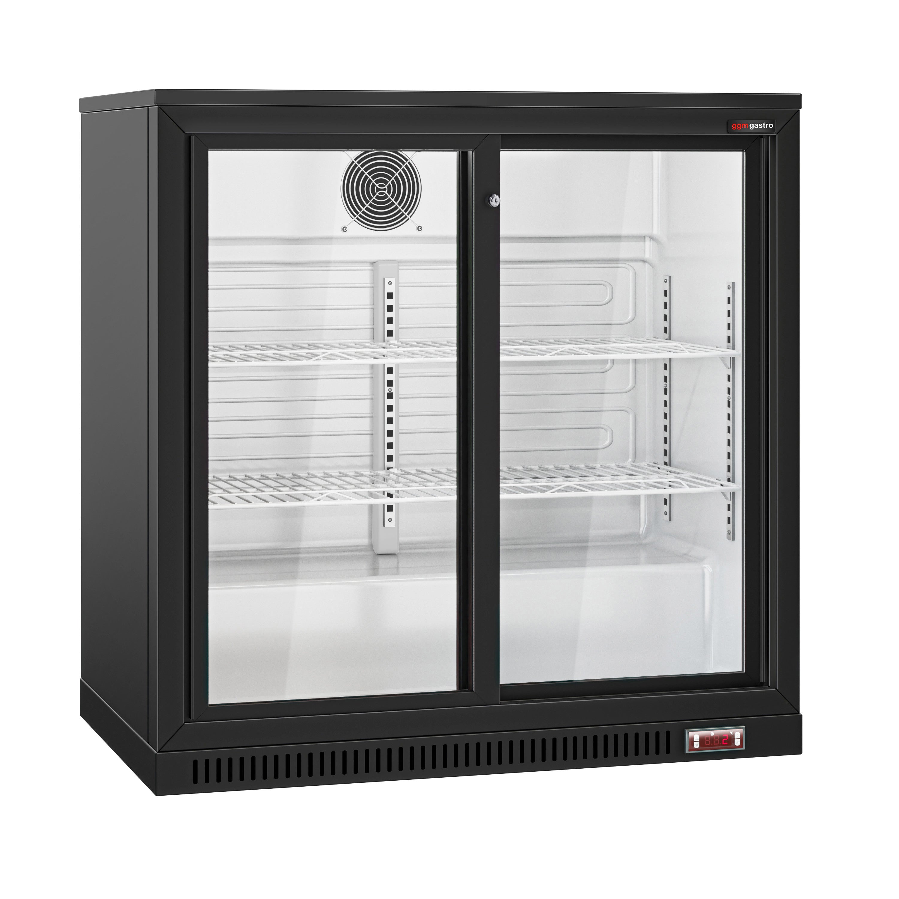 Bar fridge - 0.9 m - 220 liters - with 2 sliding doors and 2 shelves - black