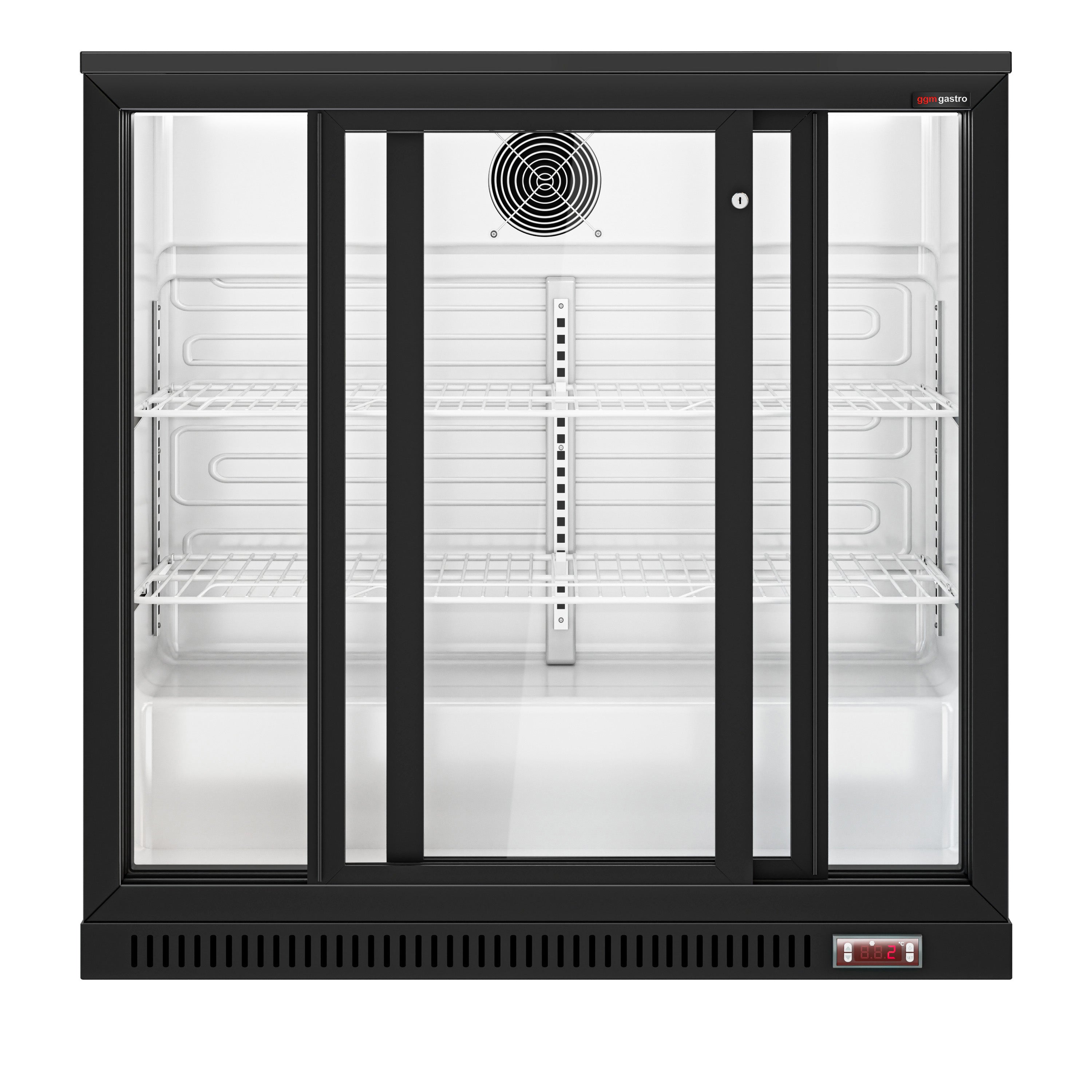 Bar fridge - 0.9 m - 220 liters - with 2 sliding doors and 2 shelves - black