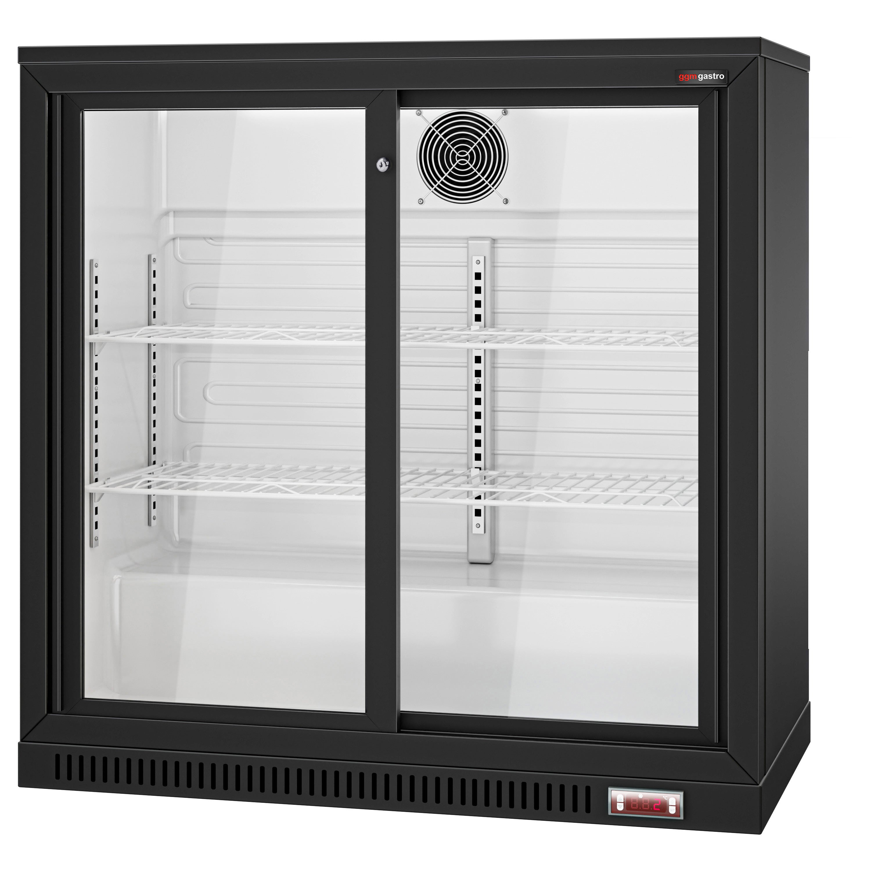 Bar fridge - 0.9 m - 220 liters - with 2 sliding doors and 2 shelves - black