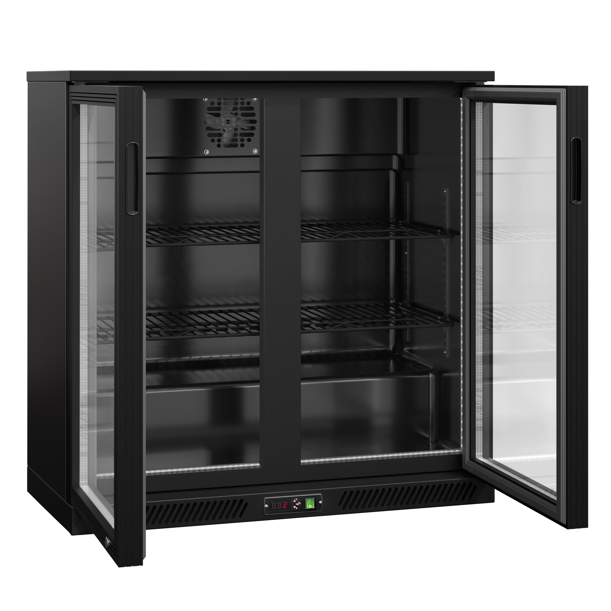 Bar fridge - 900 mm - 220 liters - LED lighting and 2 hinged doors - exterior and interior black