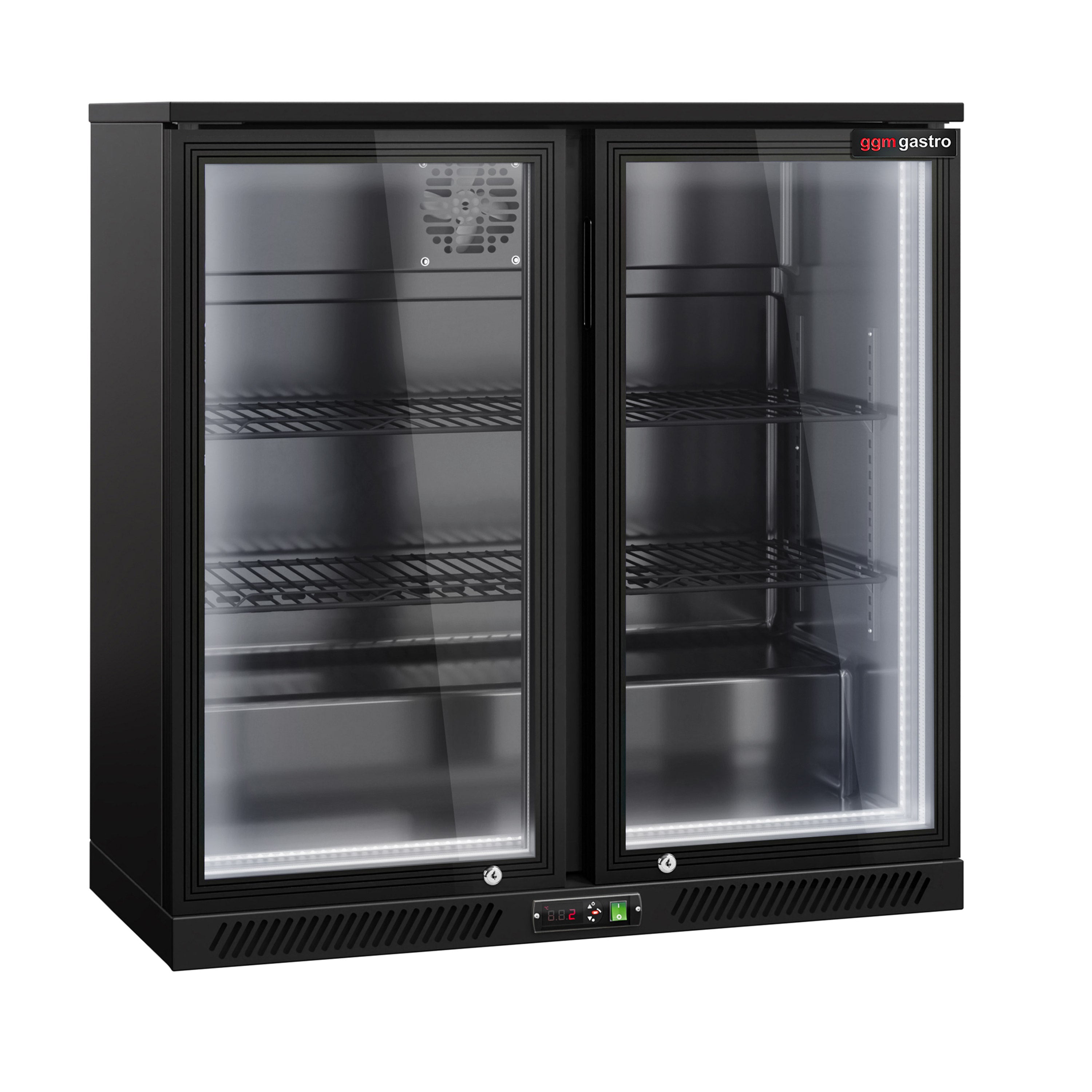 Bar fridge - 900 mm - 220 liters - LED lighting and 2 hinged doors - exterior and interior black