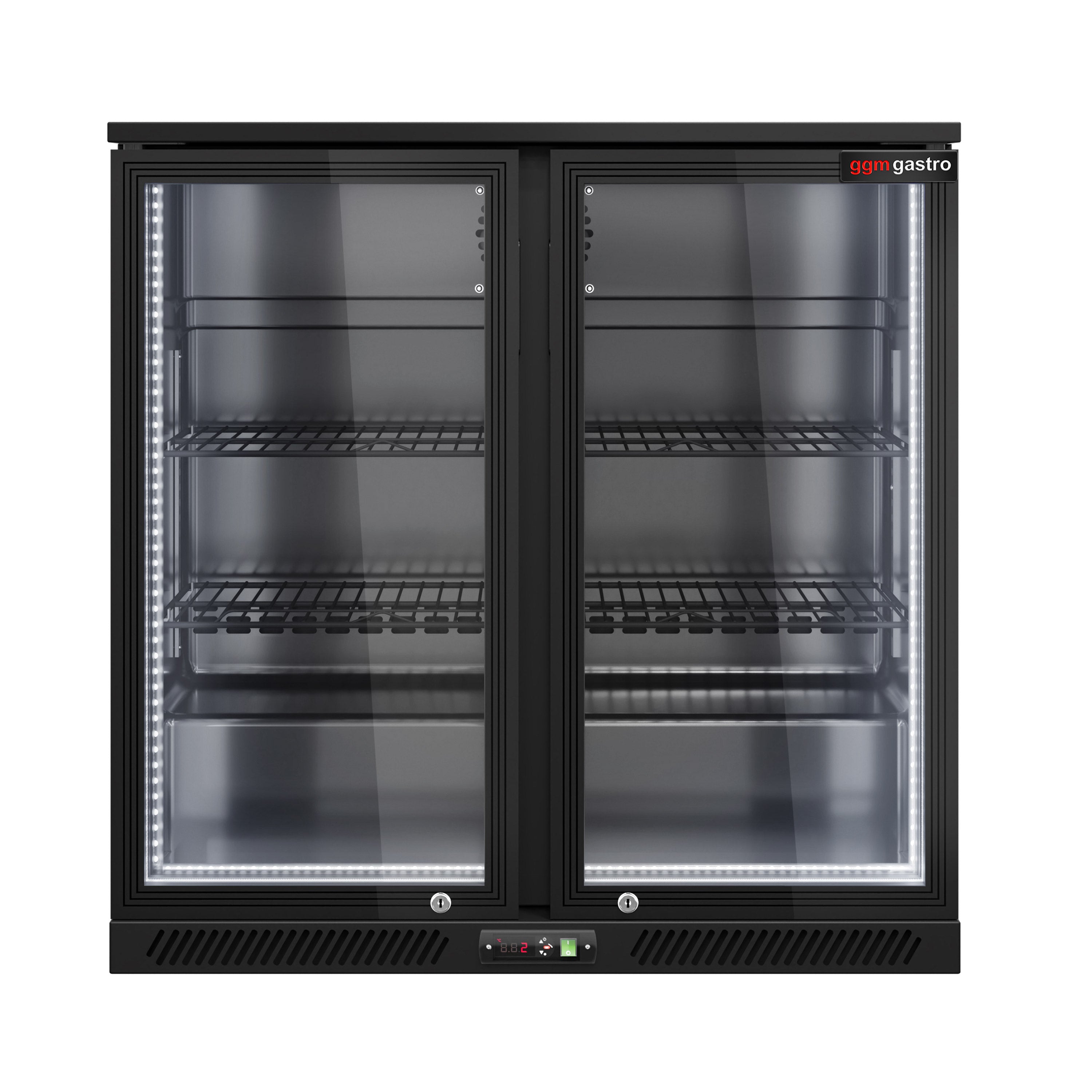 Bar fridge - 900 mm - 220 liters - LED lighting and 2 hinged doors - exterior and interior black