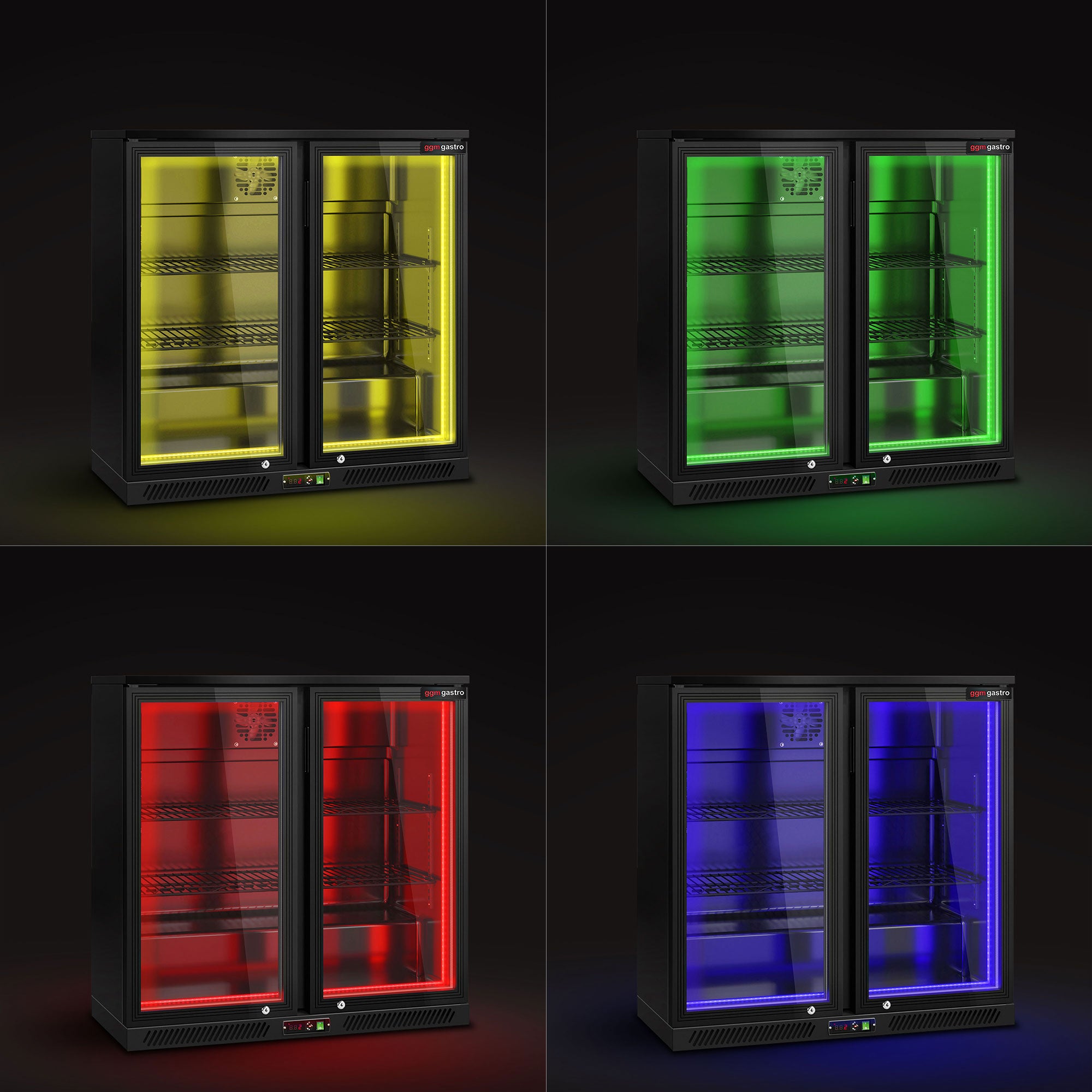 Bar fridge - 900 mm - 220 liters - LED lighting and 2 hinged doors - exterior and interior black