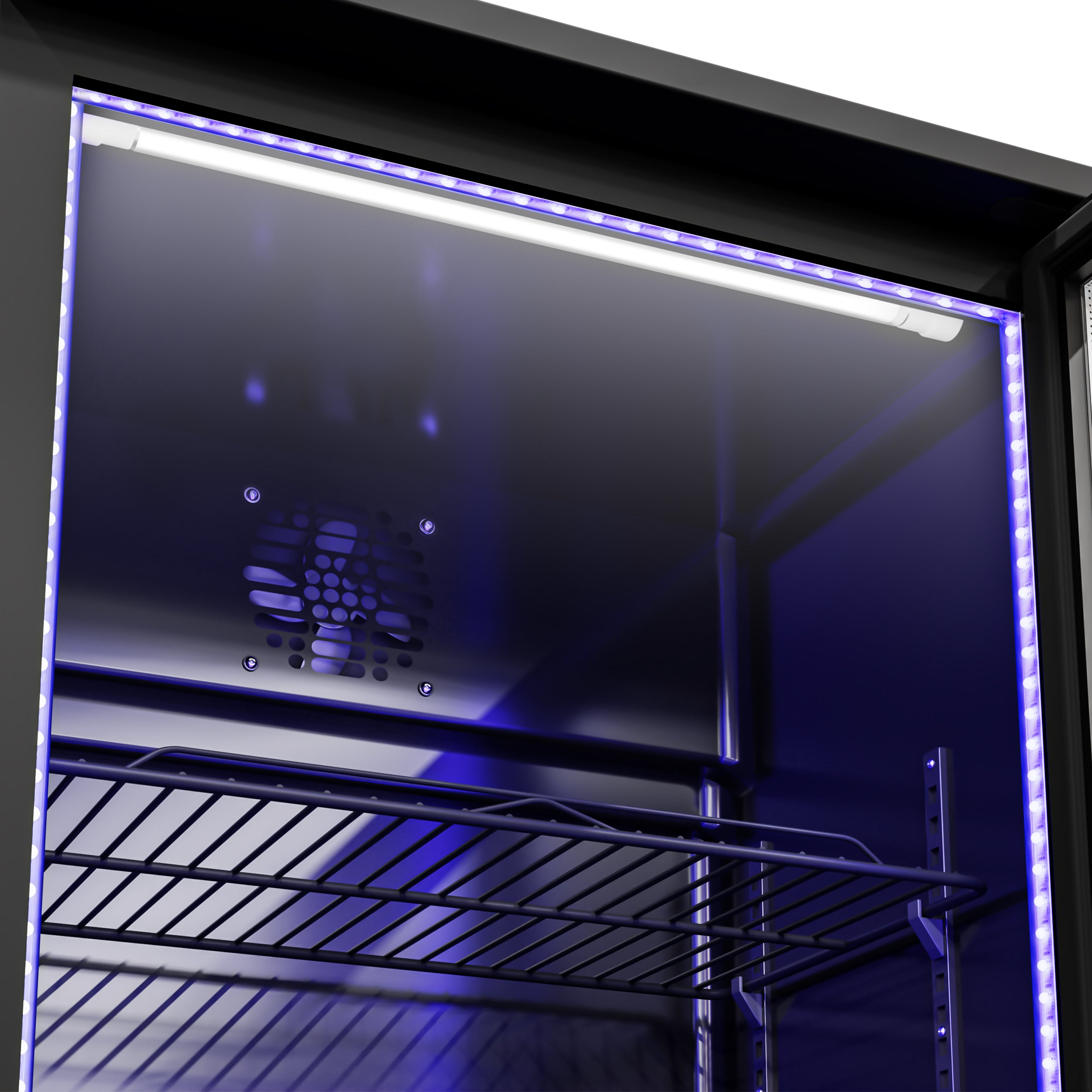 Bar fridge - 900 mm - 220 liters - LED lighting and 2 hinged doors - exterior and interior black