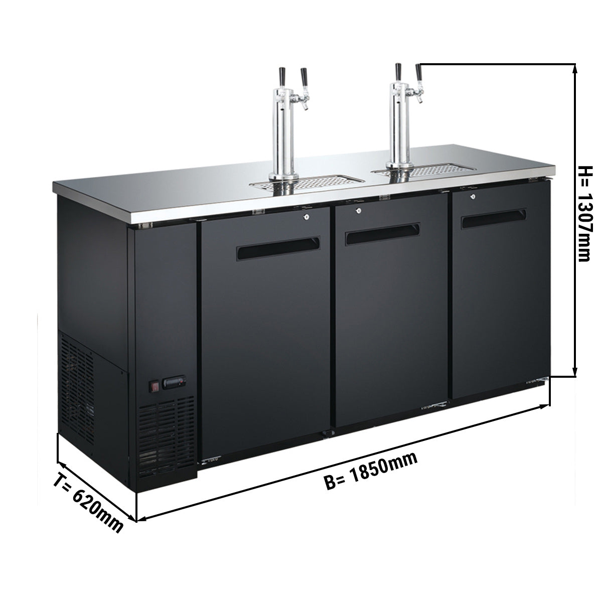 Beer fridge with drain tap - 556 liters - with 3 doors