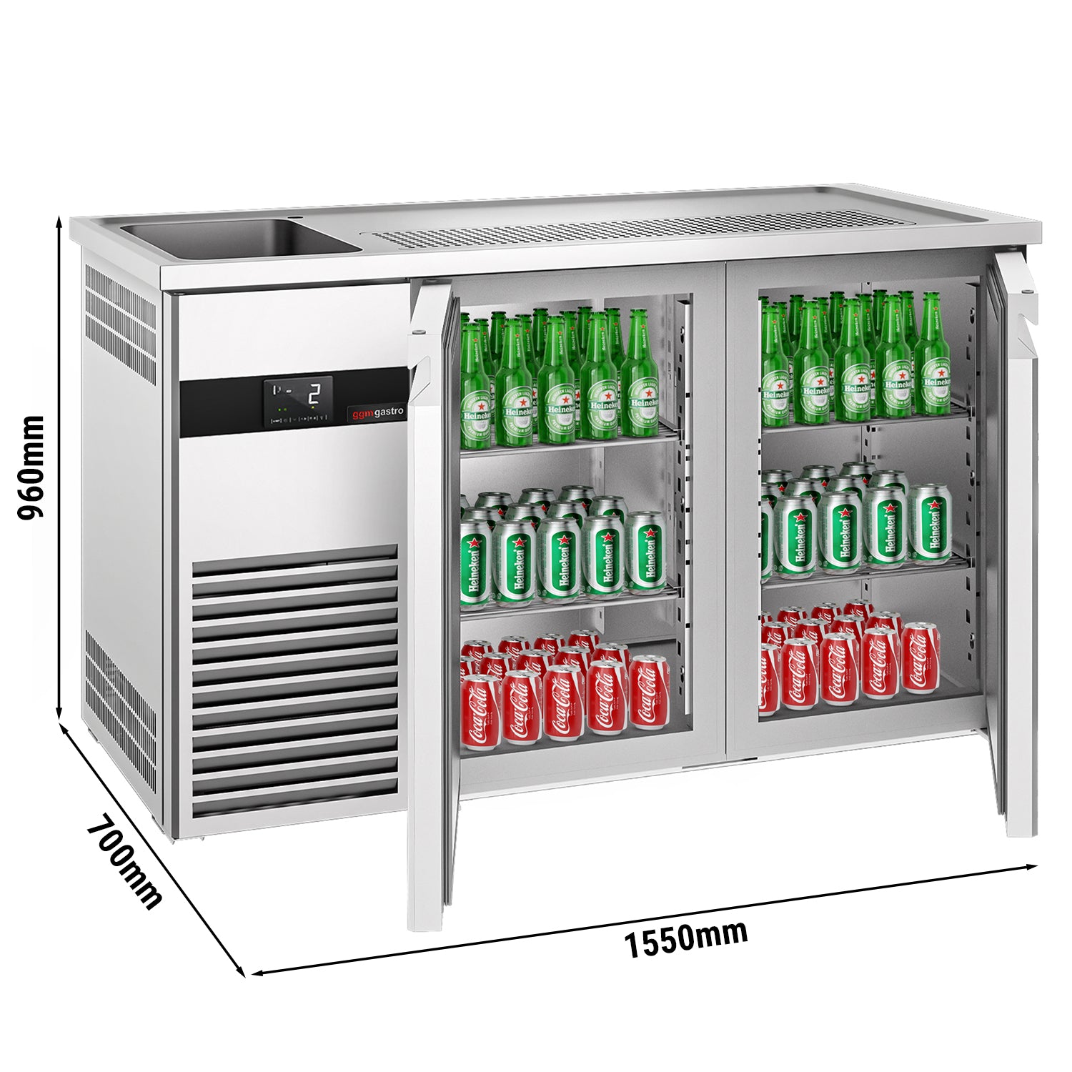 Beer fridge 1.55 x 0.7 m - with 2 doors