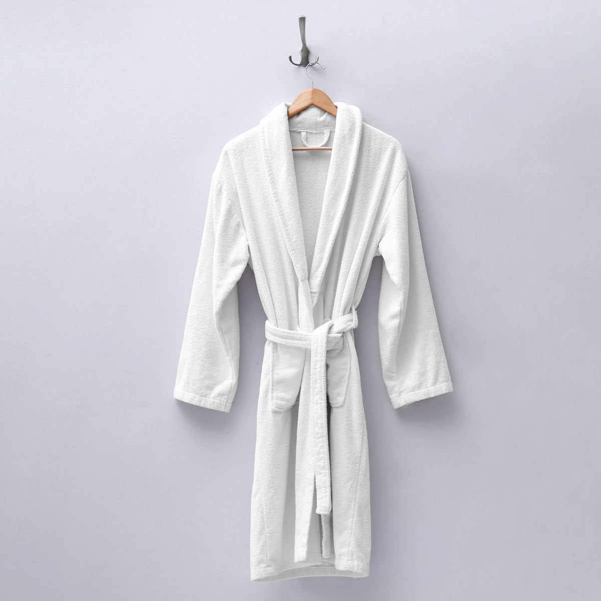 (12 pieces) Robe with shawl collar - size: M - white