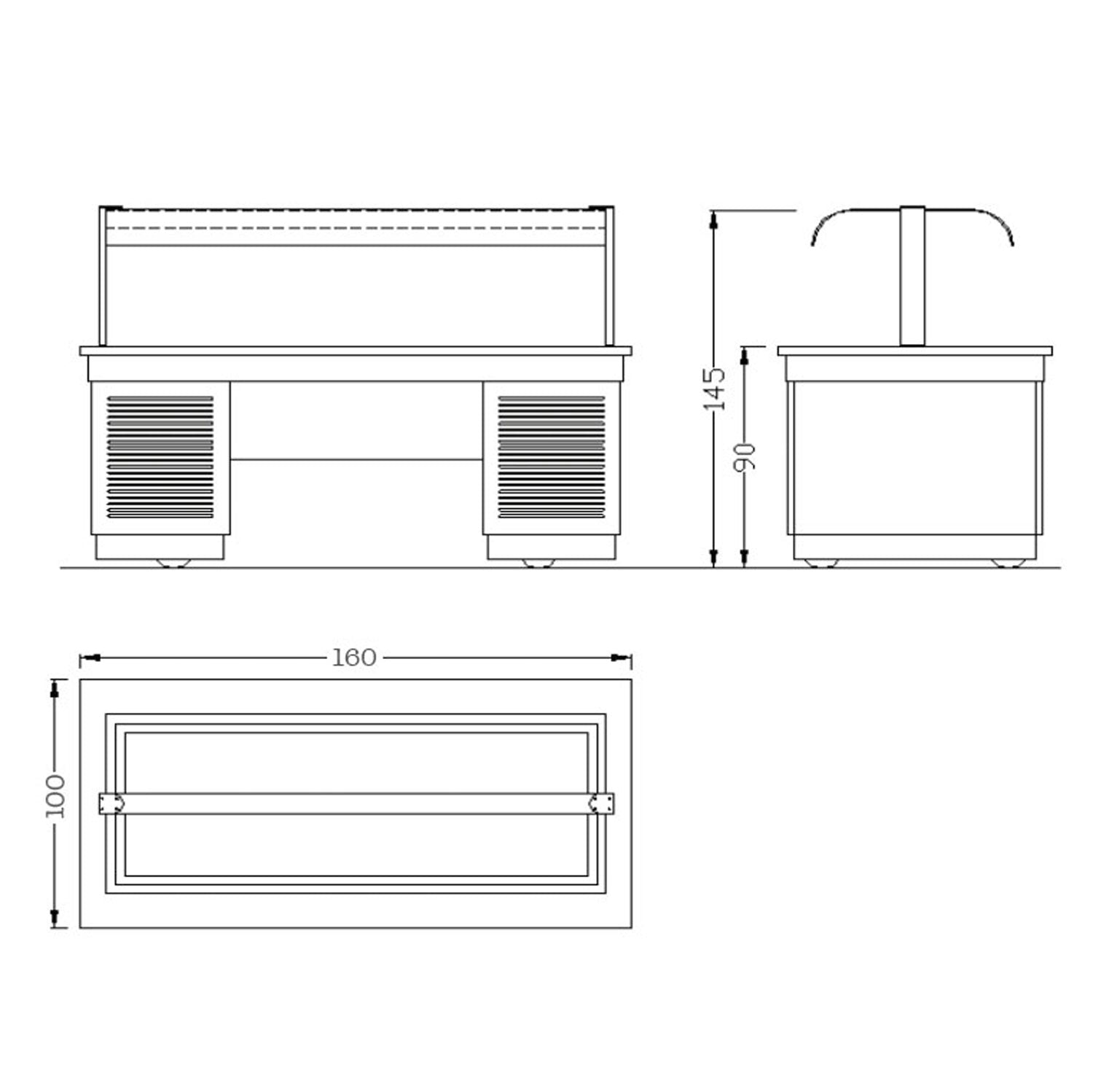 Ben Marie - buffet island - 1.6 x 1.0 m - 4x GN 1/1