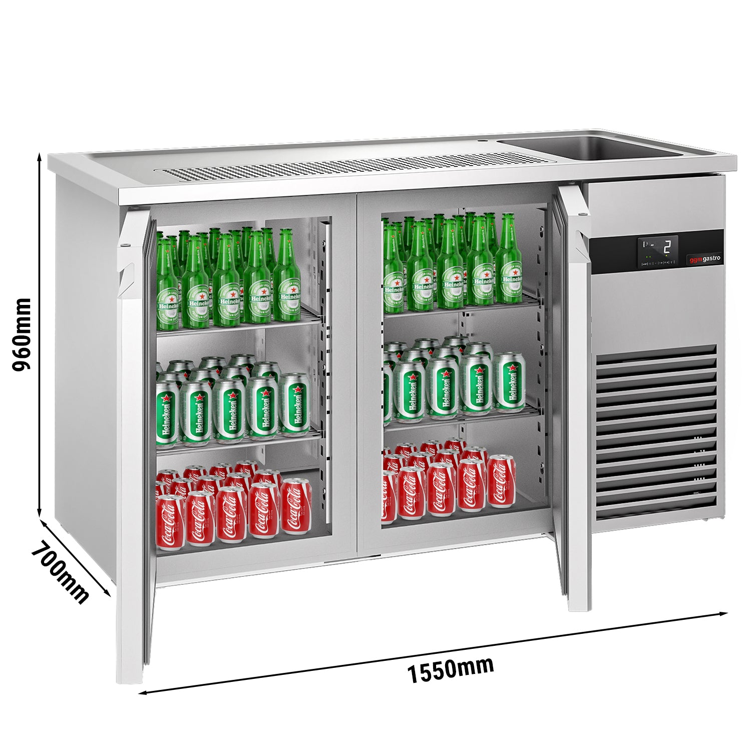 Beer fridge 1.55 x 0.7 m - with 2 doors