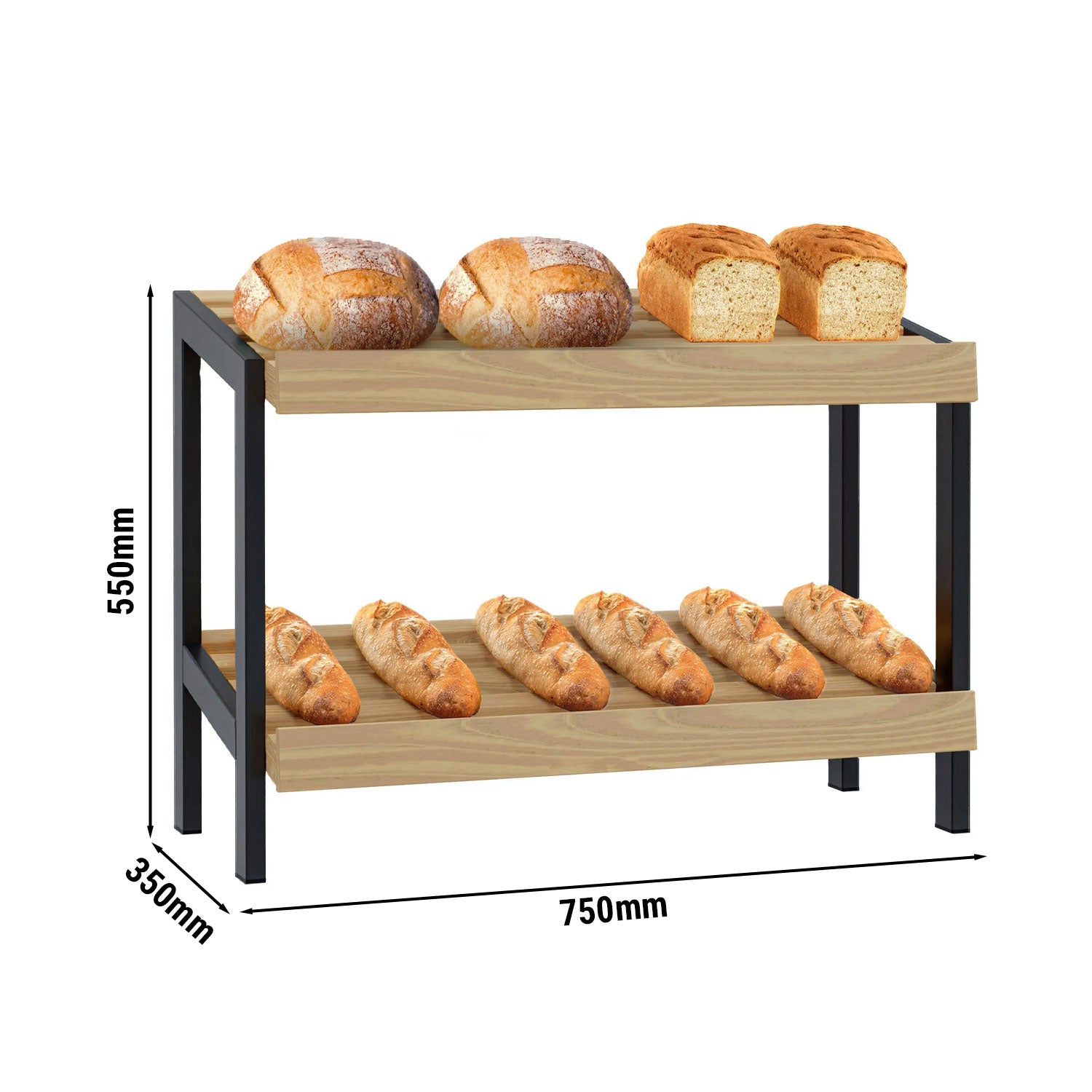 Bread shelf - 0.7 x 0.5 m - with 2 shelves