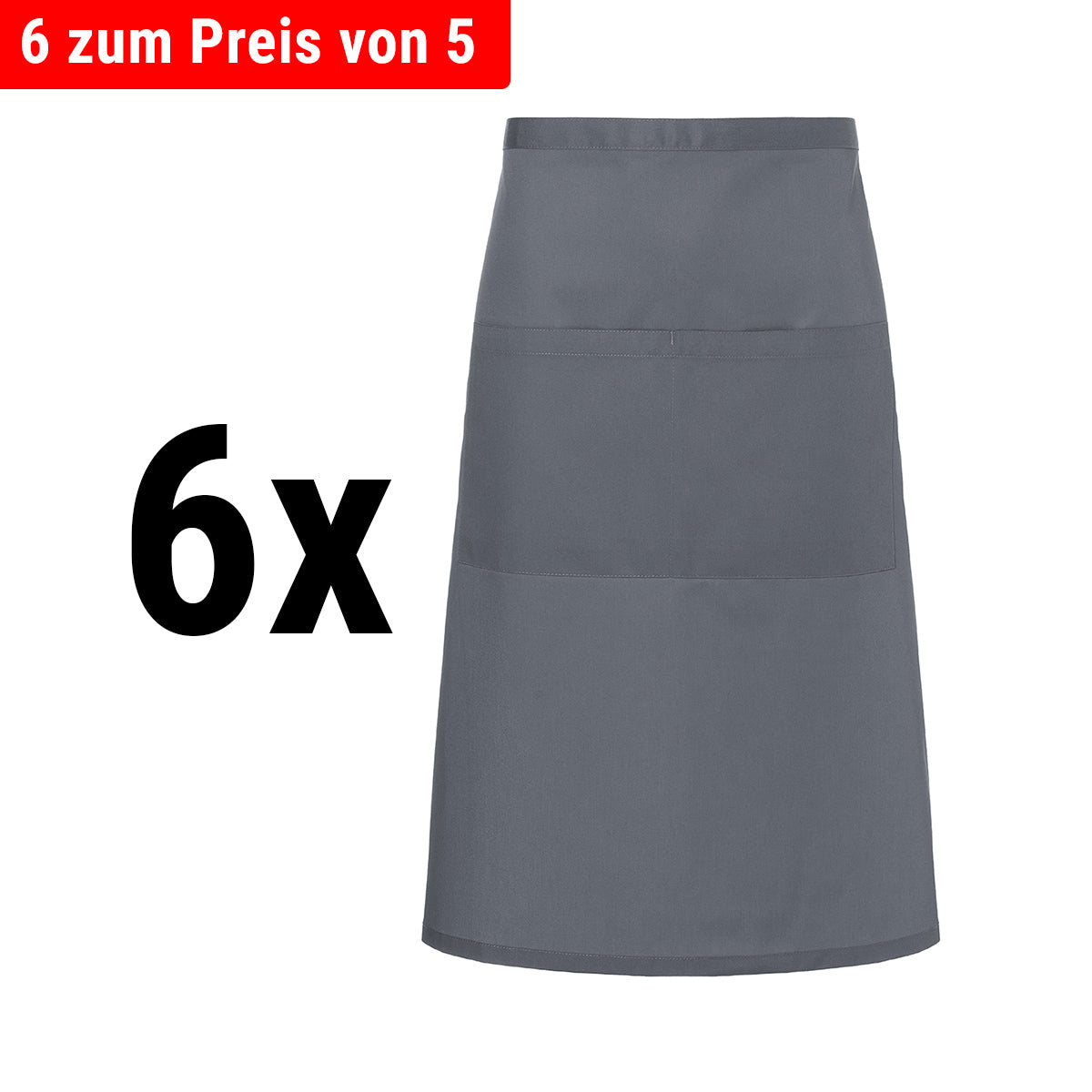 (6 pieces) Karlowsky - Apron Bistro Basic with pocket - Anthracite