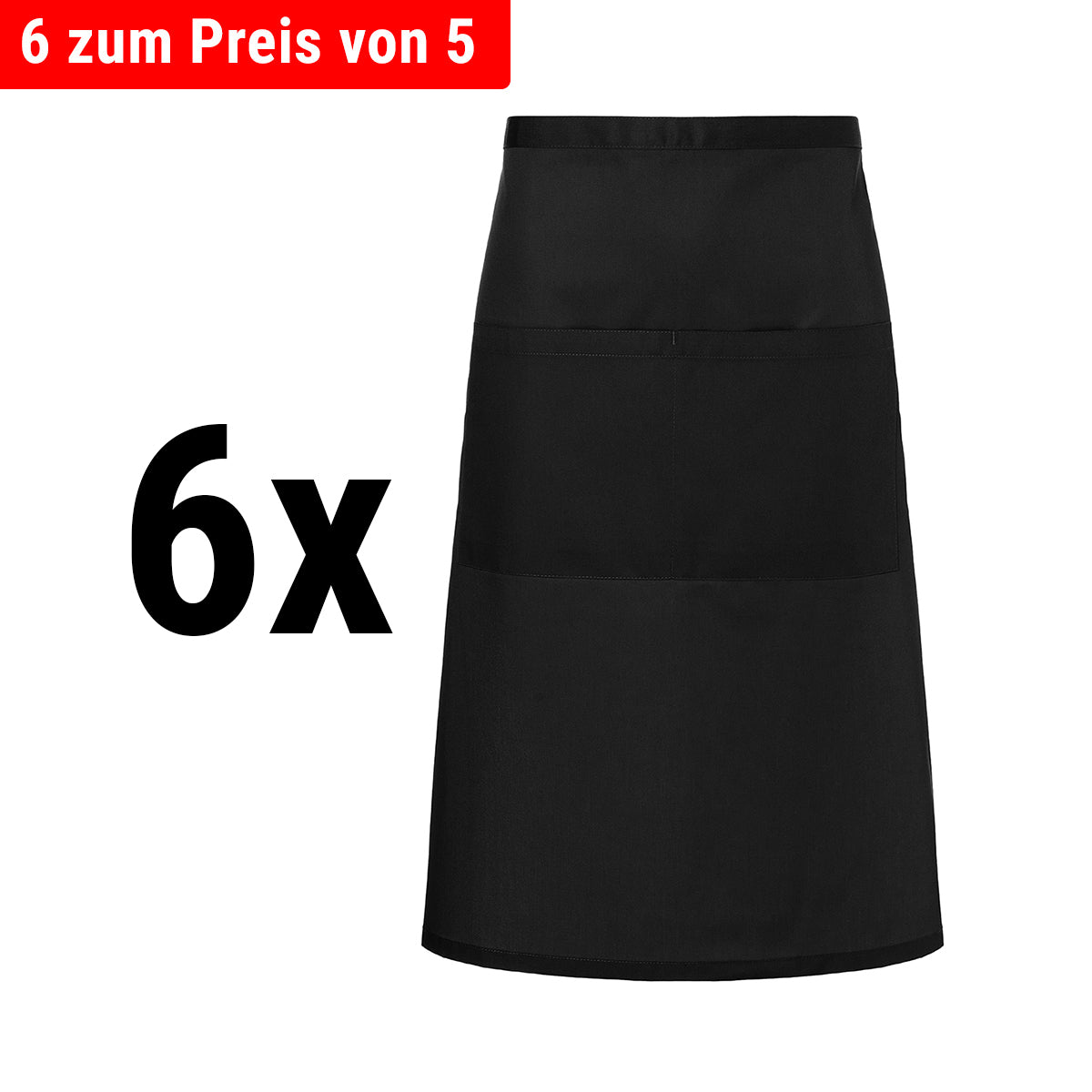 (6 pieces) Karlowsky - Bistro Apron Basic with pocket - Black