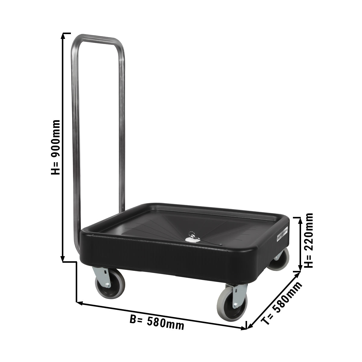 Transport trolley with handle for thermal boxes - 58 x 58 cm