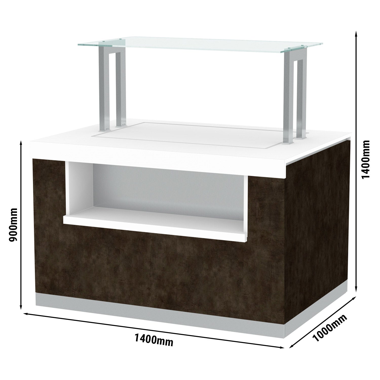 Refrigerated showcase - 1.4 x 1.0 m - 59 liters