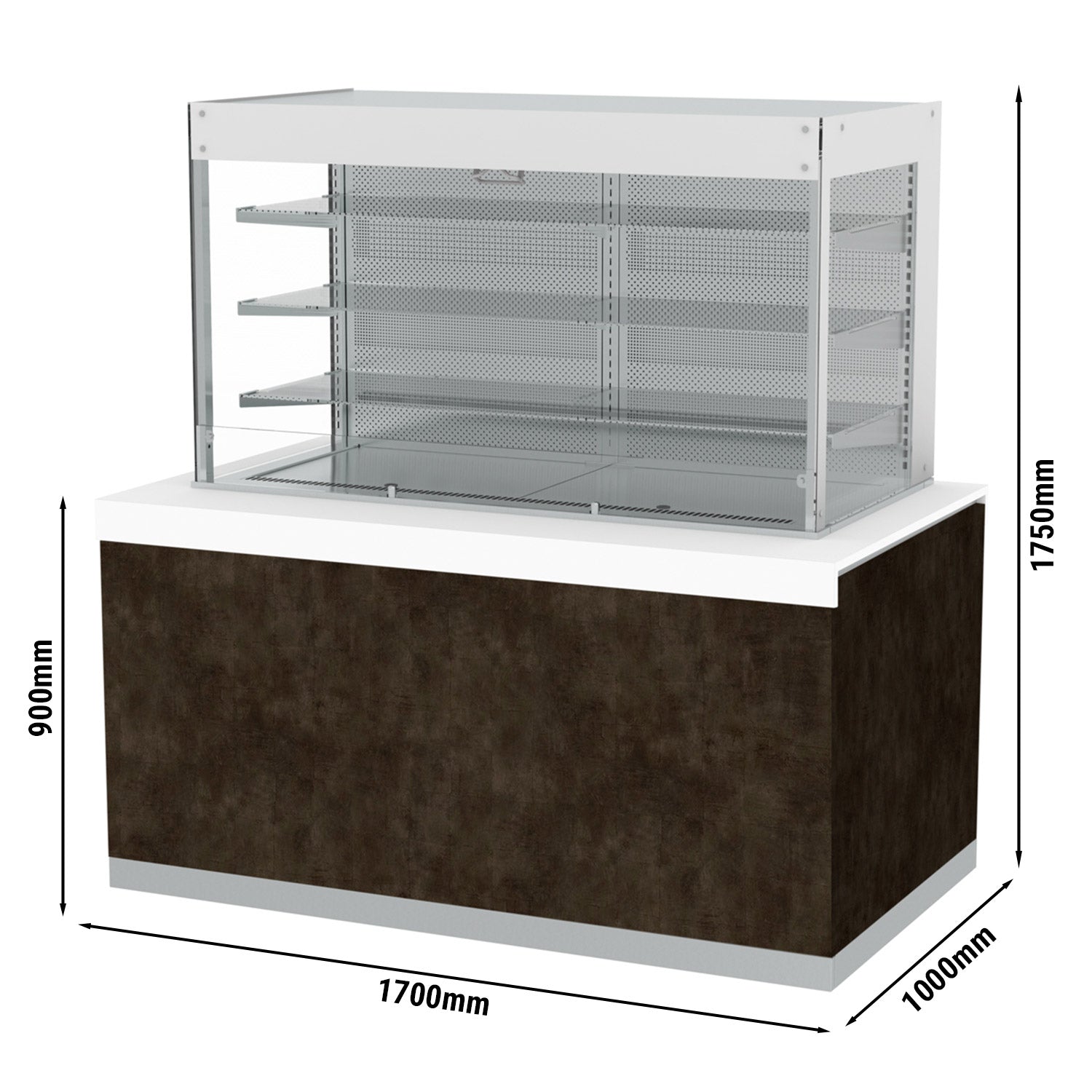 Refrigerated display case - 1.7 x 1.0 m - 826 liters - with 4 shelves