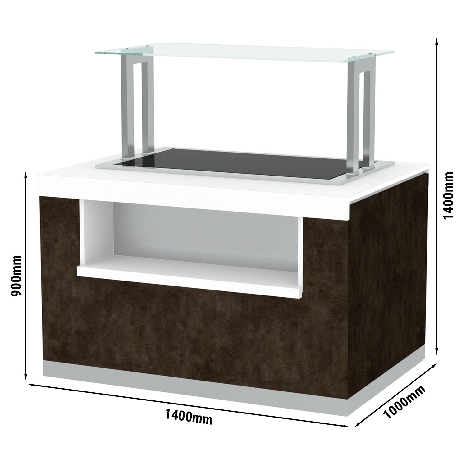 Warm showcase - 1.4 x 1.0 m - 116 liters