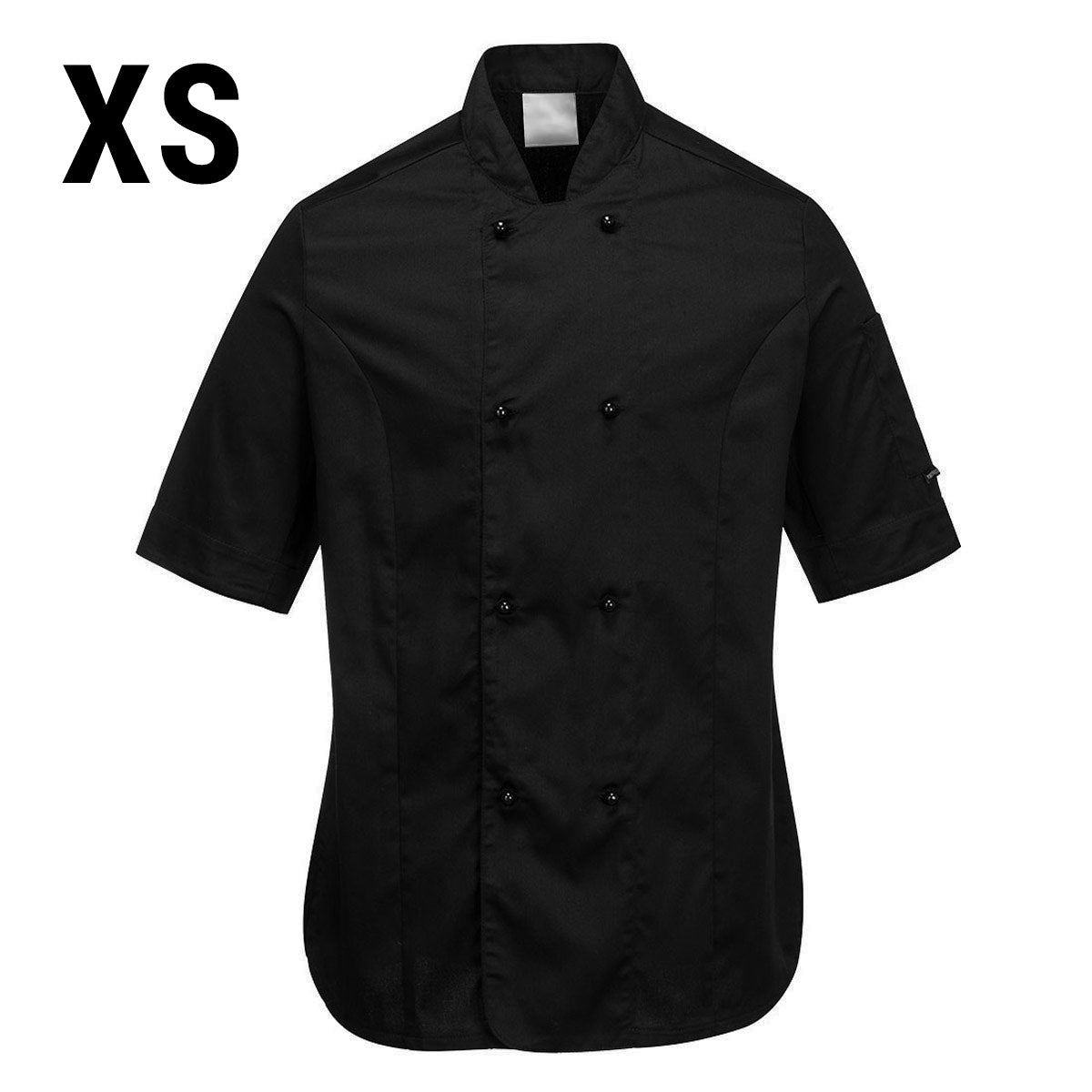 (5 pieces) Women's Short Sleeve Chef Jacket - Black - Size: XS