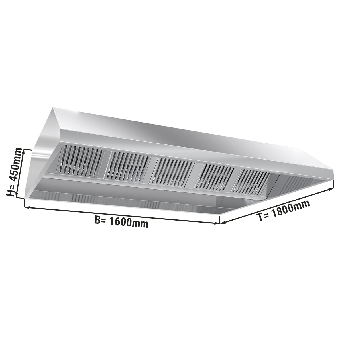 Ceiling hood 1.6 m - with filter and lamp