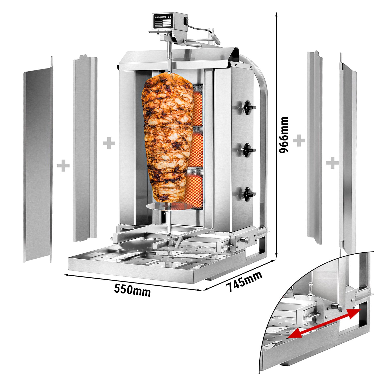 Düner grill with 3 rheotans - maximum 40 kg - incl. safety cover