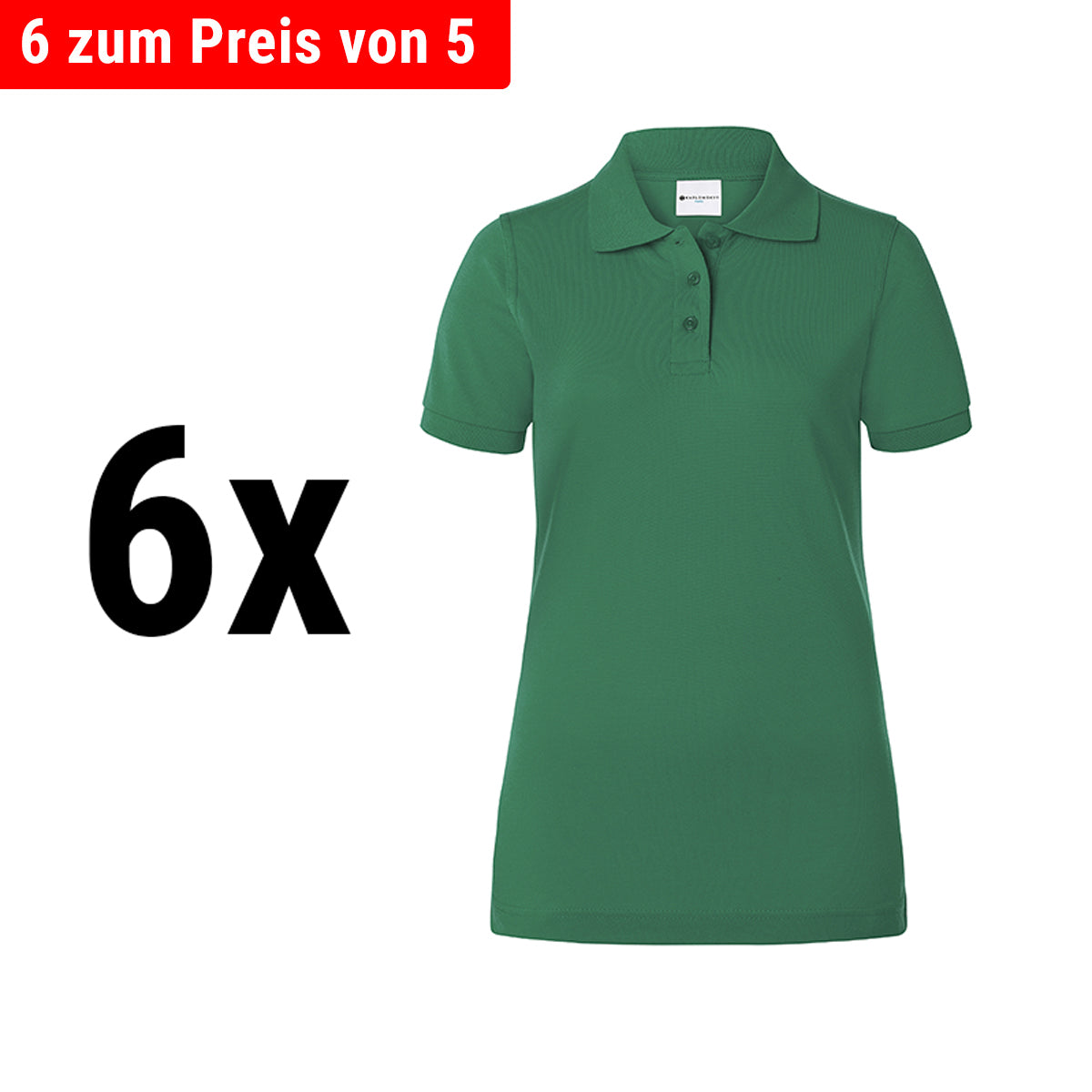 (6 pieces) Karlowsky - Women's Workwear Basic Polo Shirt - Forest Green - Size: S