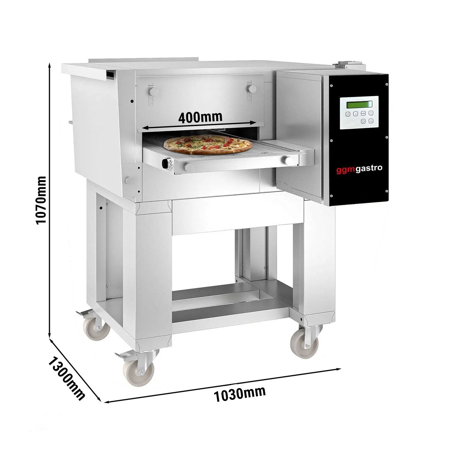 Gas conveyor oven - 1.0 x 1.3 m - including base