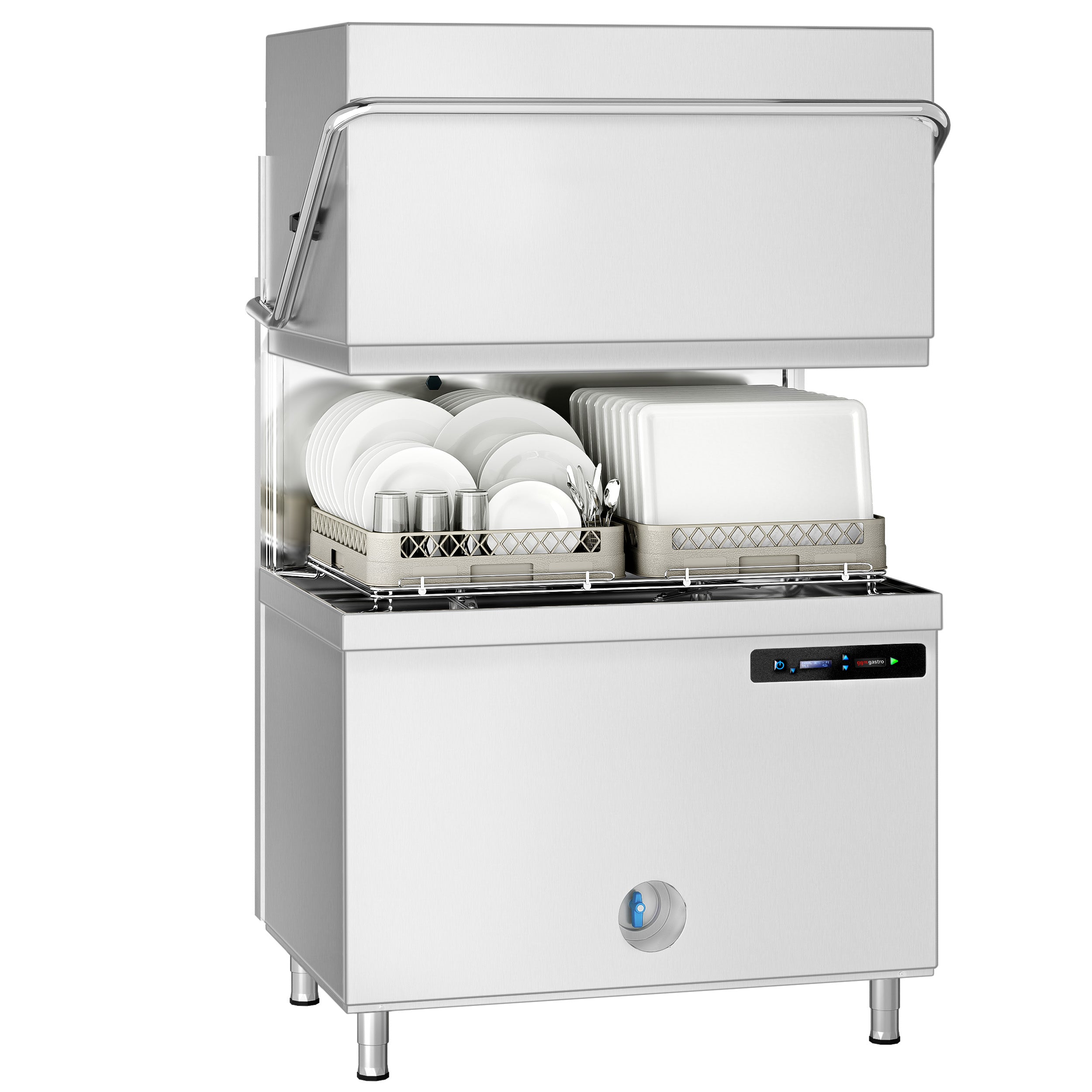 Double hood dishwasher (22.2 kW) - including drain pump and decaler (double wall)