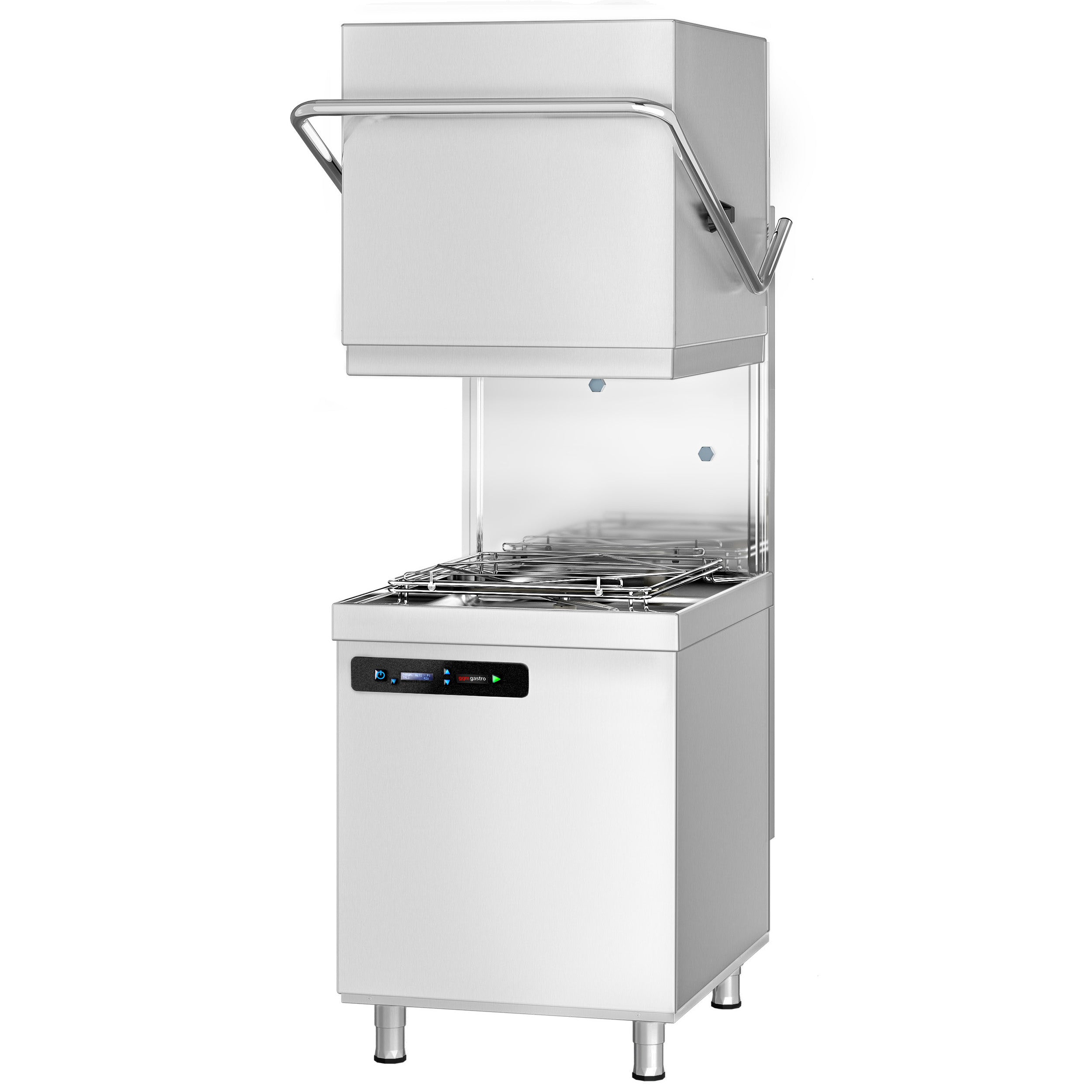 Walk-through dishwasher 7.1 kW - Without lye pump - With detergent pump and rinse aid supply (double wall) - With desqualer + inlet/ &amp; outlet Table Left