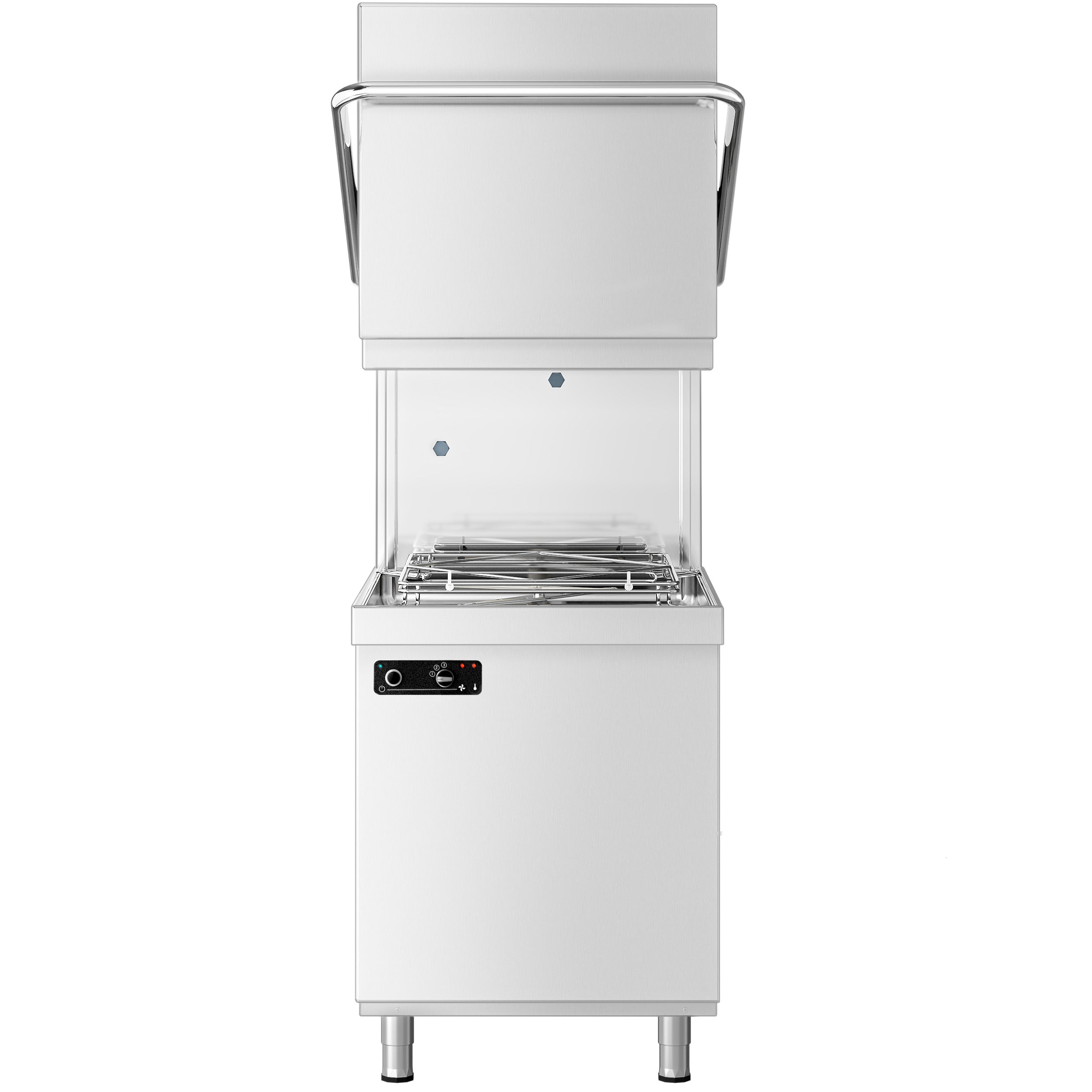 Walk-through dishwasher 6.52 kW - With lye pump - With detergent pump and rinse aid supply + Inlet/Outlet Table Left