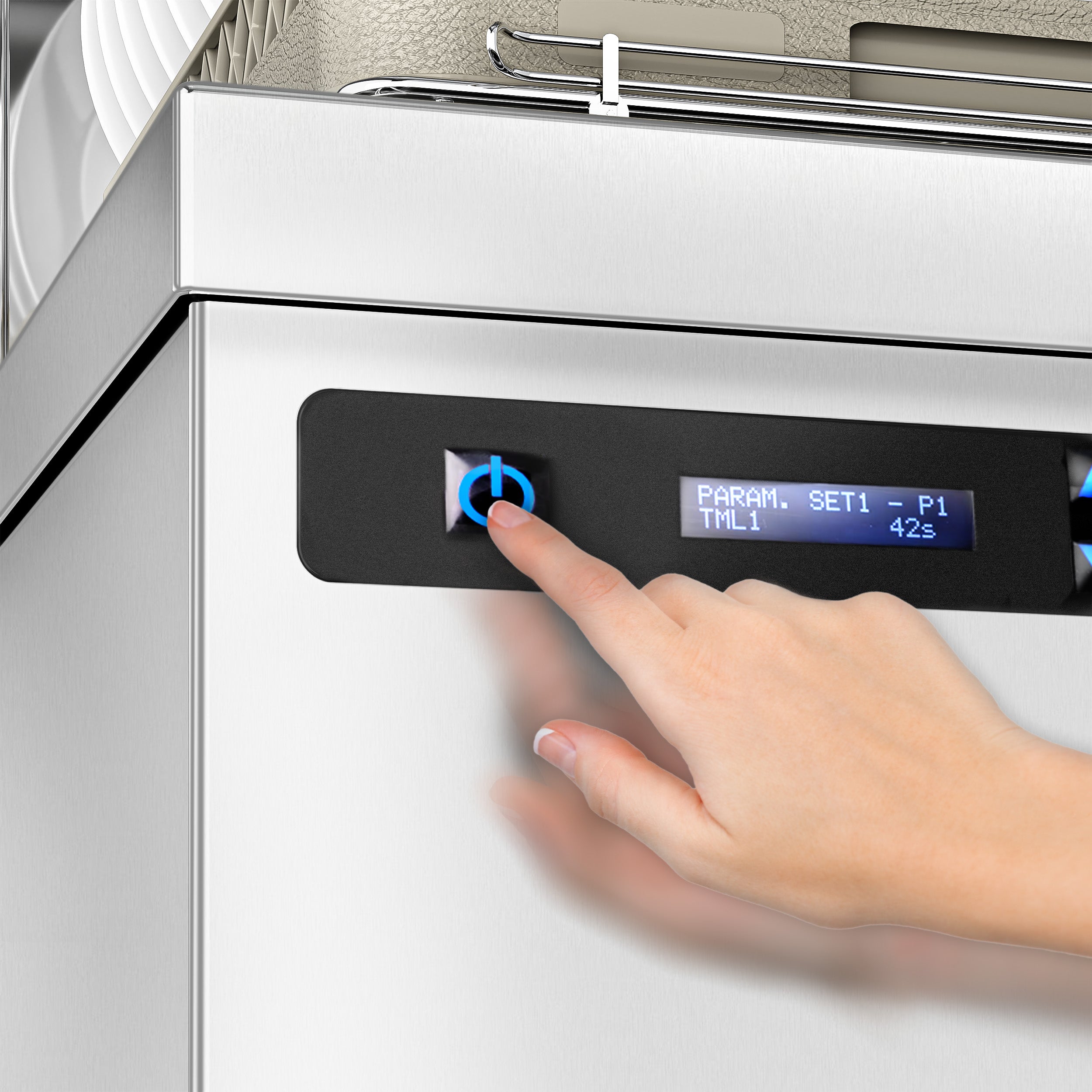 Walk-through dishwasher 7.1 sq m - without drain pump - c clean pump (DOUBLE-WALLED) - Water softener