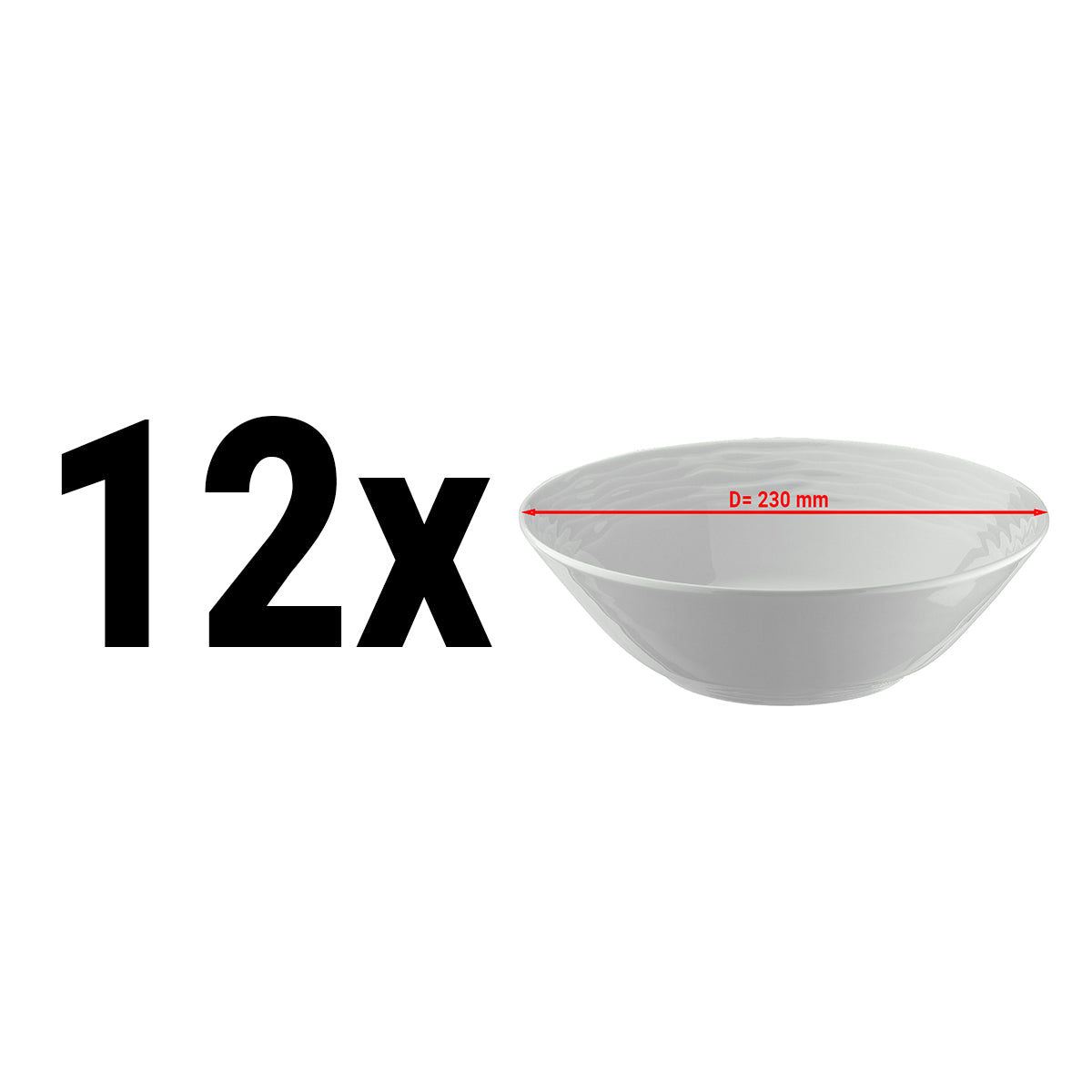 (12 pieces) SEA WAVE - dessert/salad bowl - Ø 23 cm