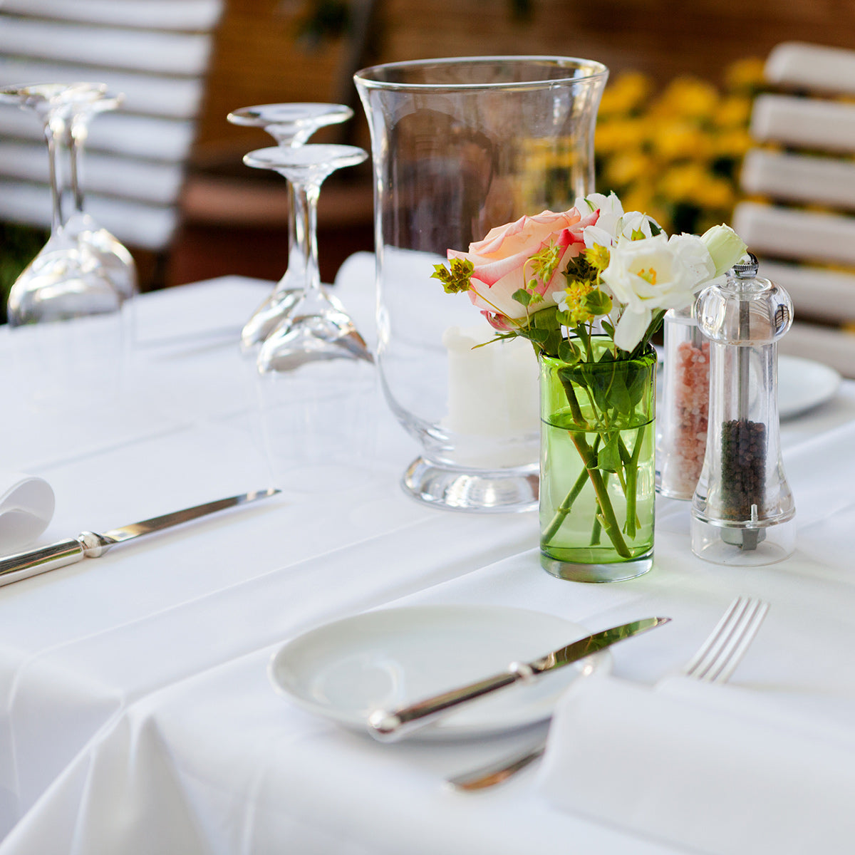 (30 pieces) Damask tablecloth Porto Diamant - 130 x 220 cm - white