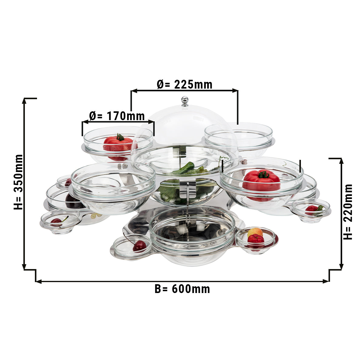 Etagerie/ Buffet stand - rotating - incl. 17 glass cups - round