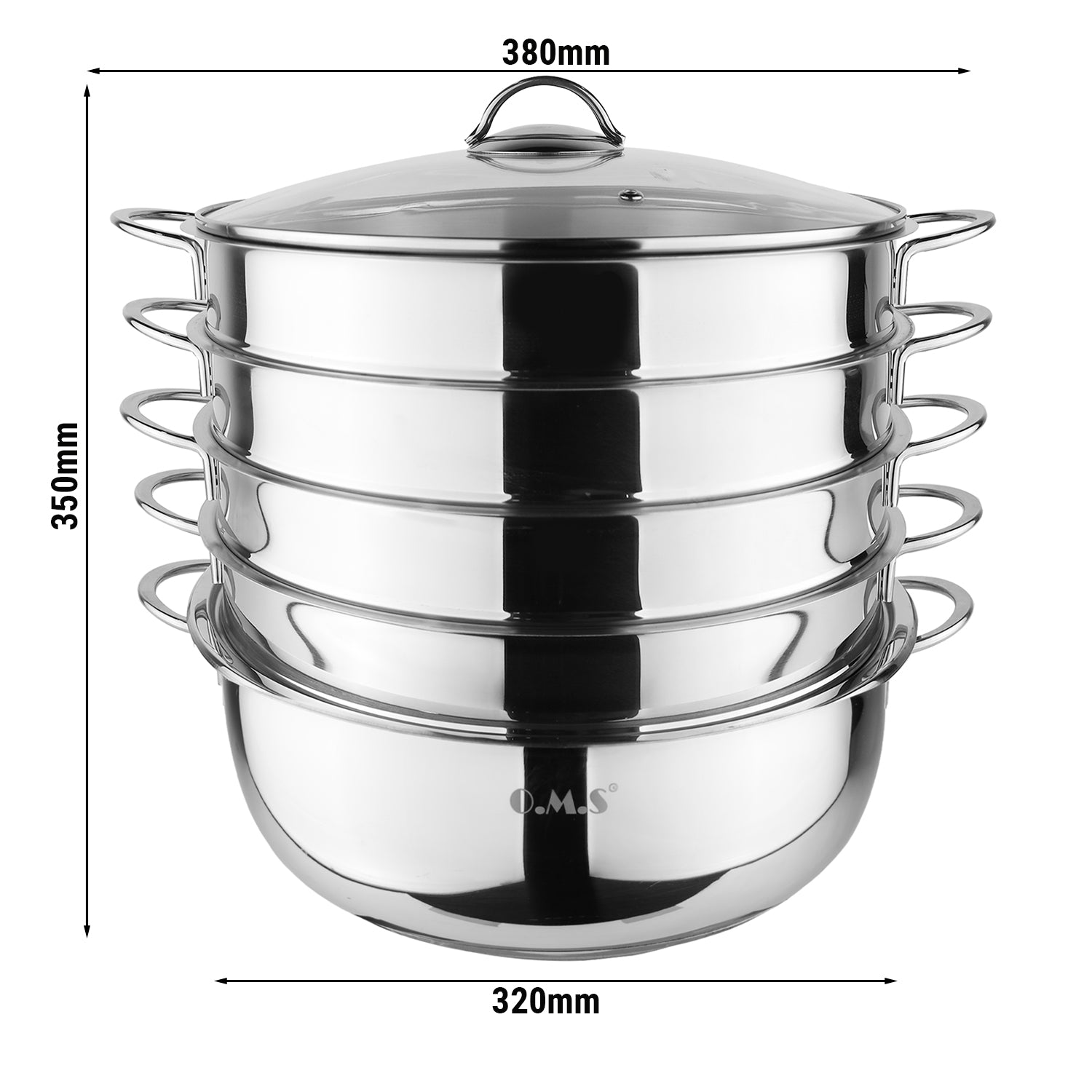 Stainless Steel 6 Piece Steamer | Steam cooker - Ø 280 mm - 5.8 liters