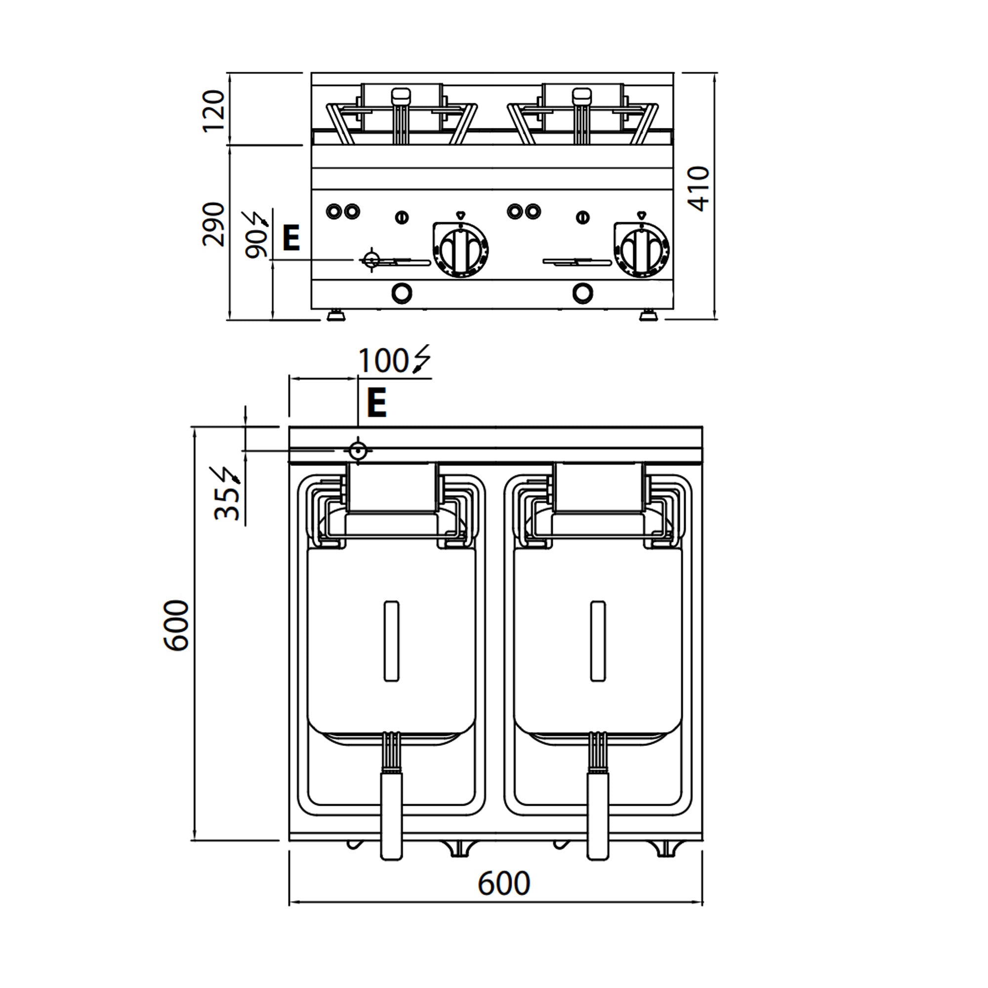 Electric fryer 10+10 liters (12 kW)