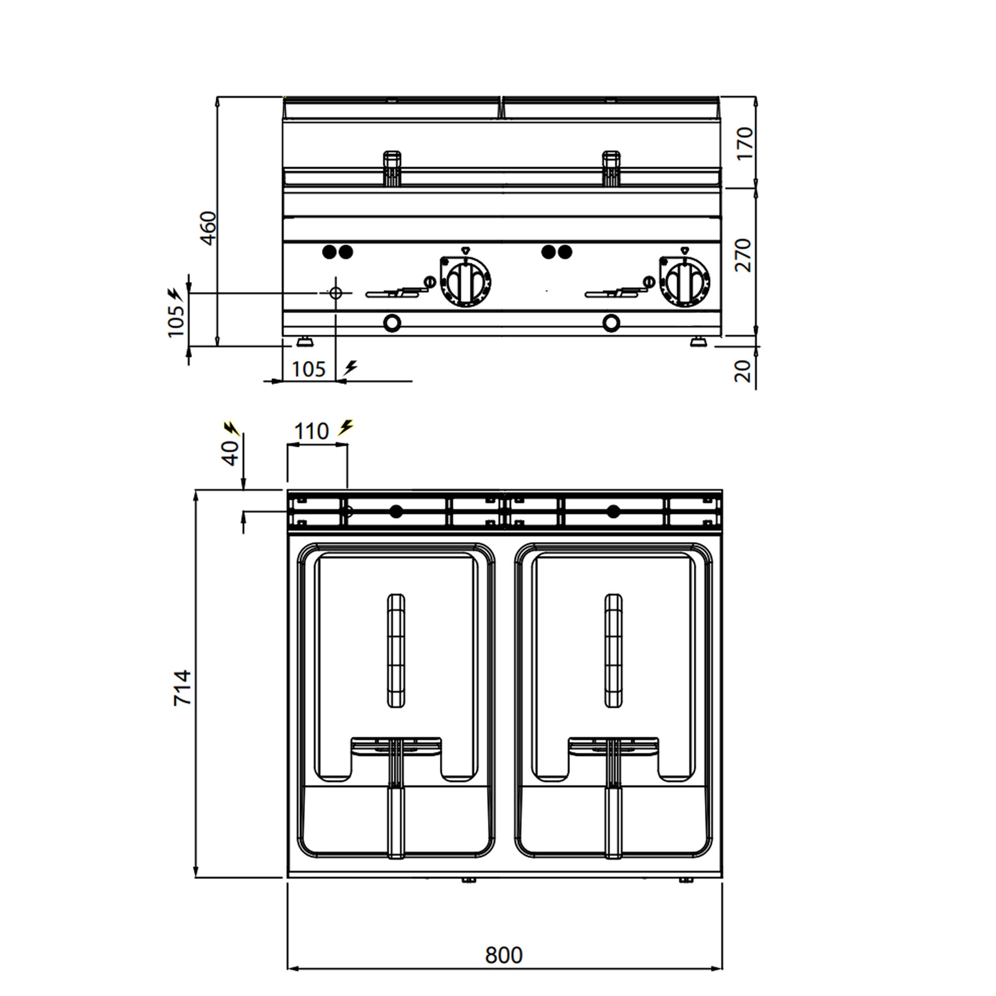 Electric fryer 10+10 liters (12 kW)