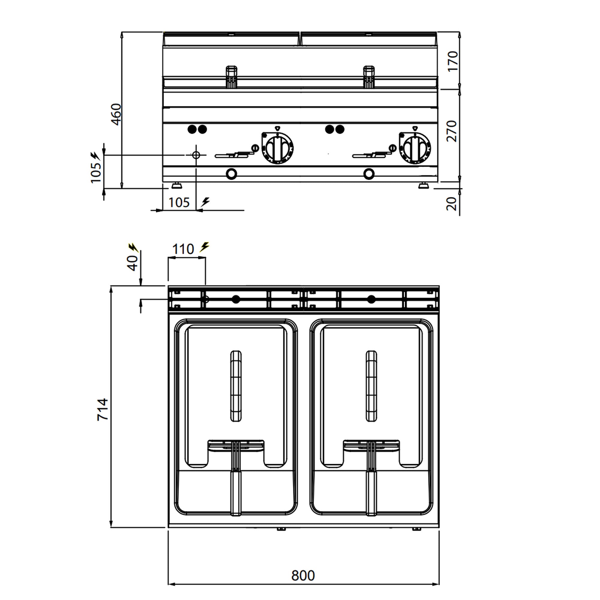 Electric fryer 10+10 liters (18 kW)