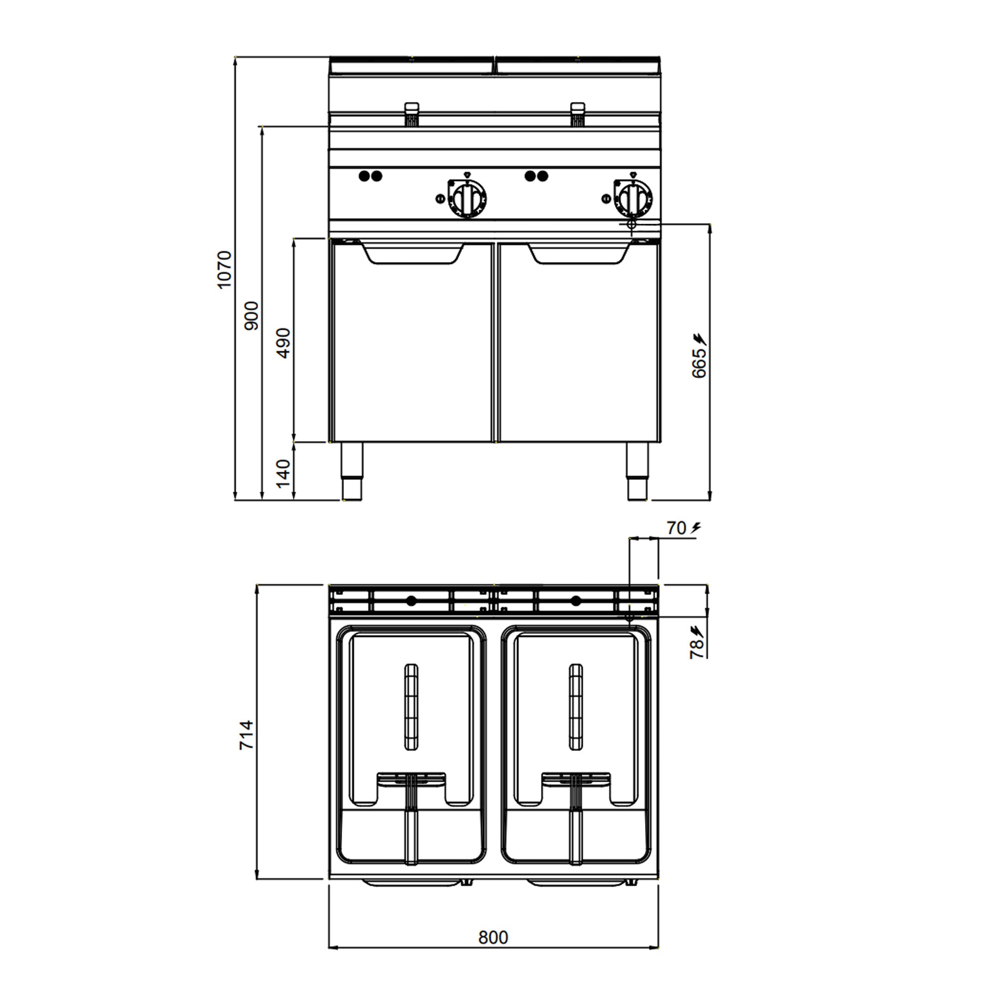 Electric fryer 18+18 liters (27 kW)