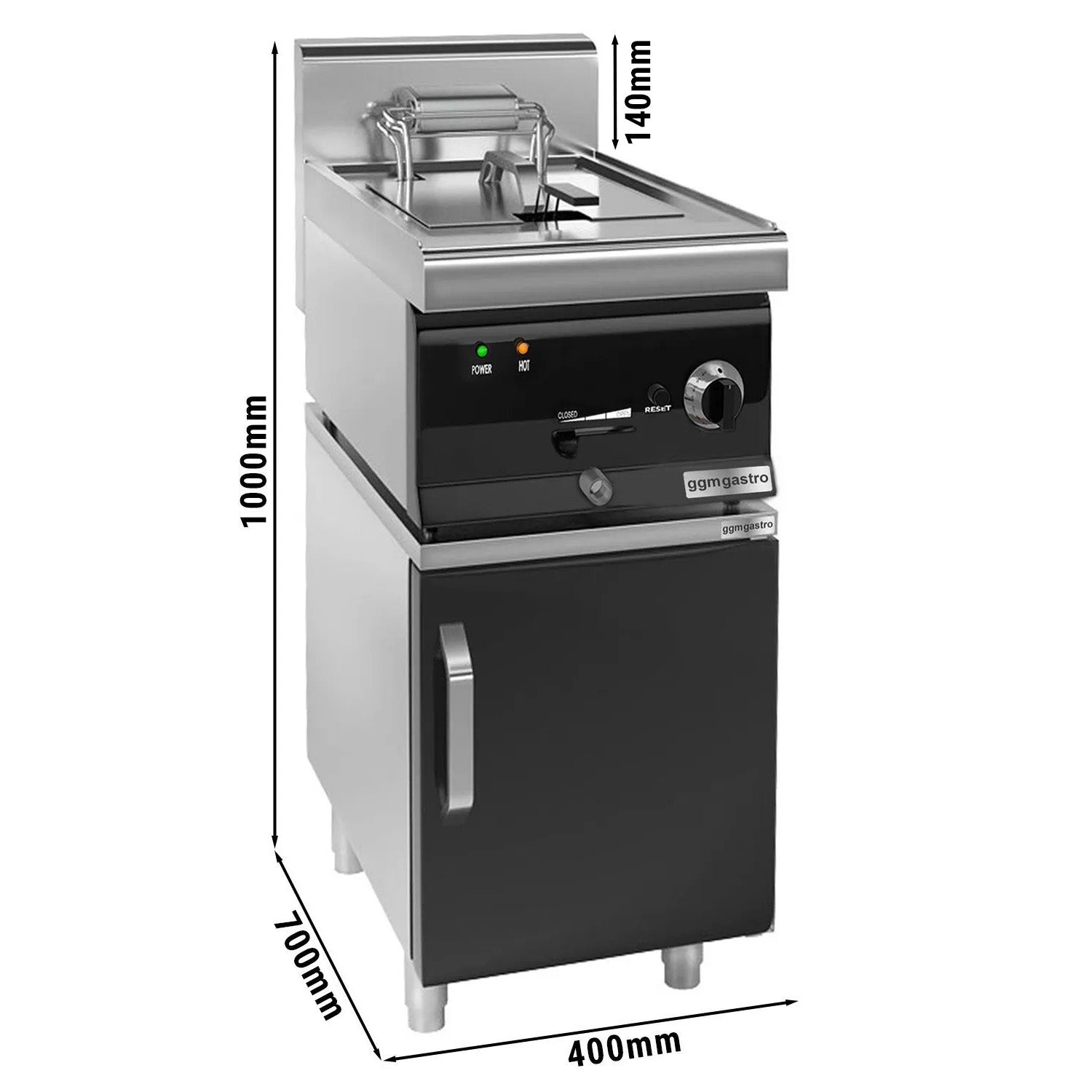 Electric fryer - 10 liters (9 kW) - incl. base with 1 door