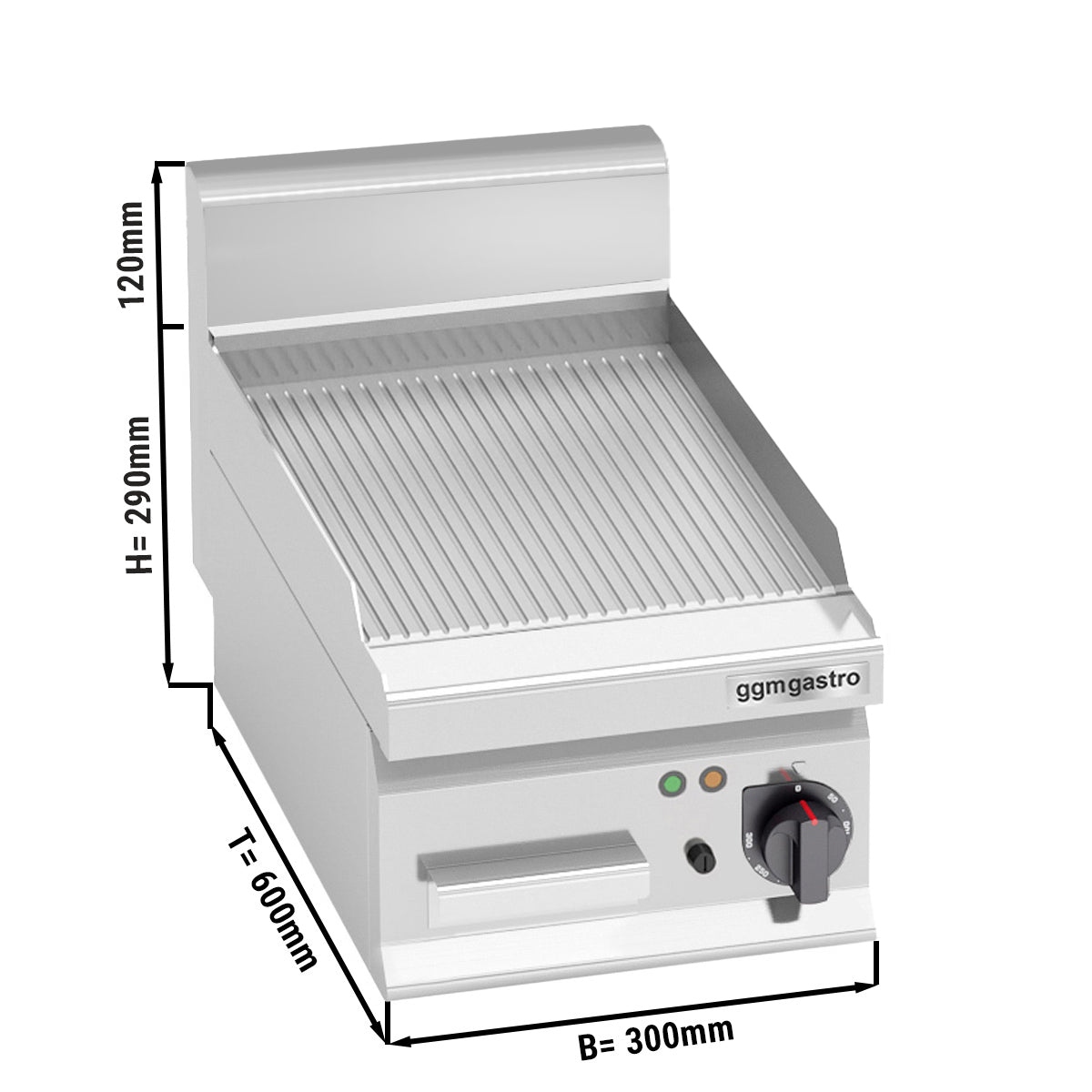 Electric griddle - ribbed (4 kW)