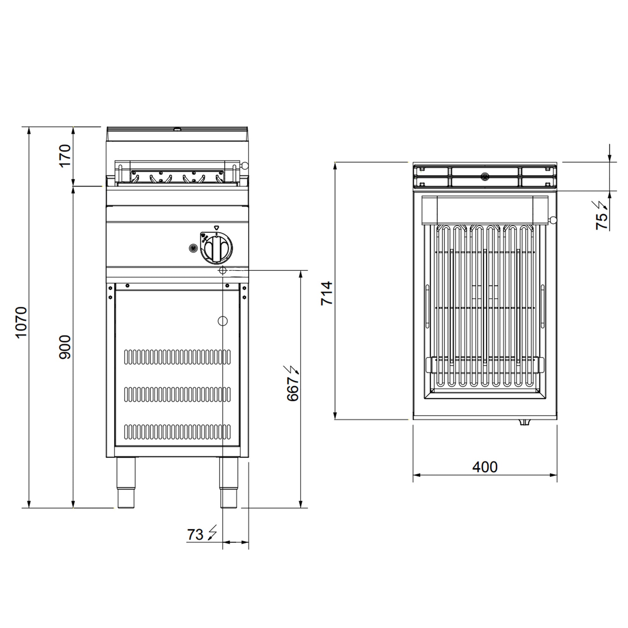 Eлектрически грил с шкаф (4 kW)