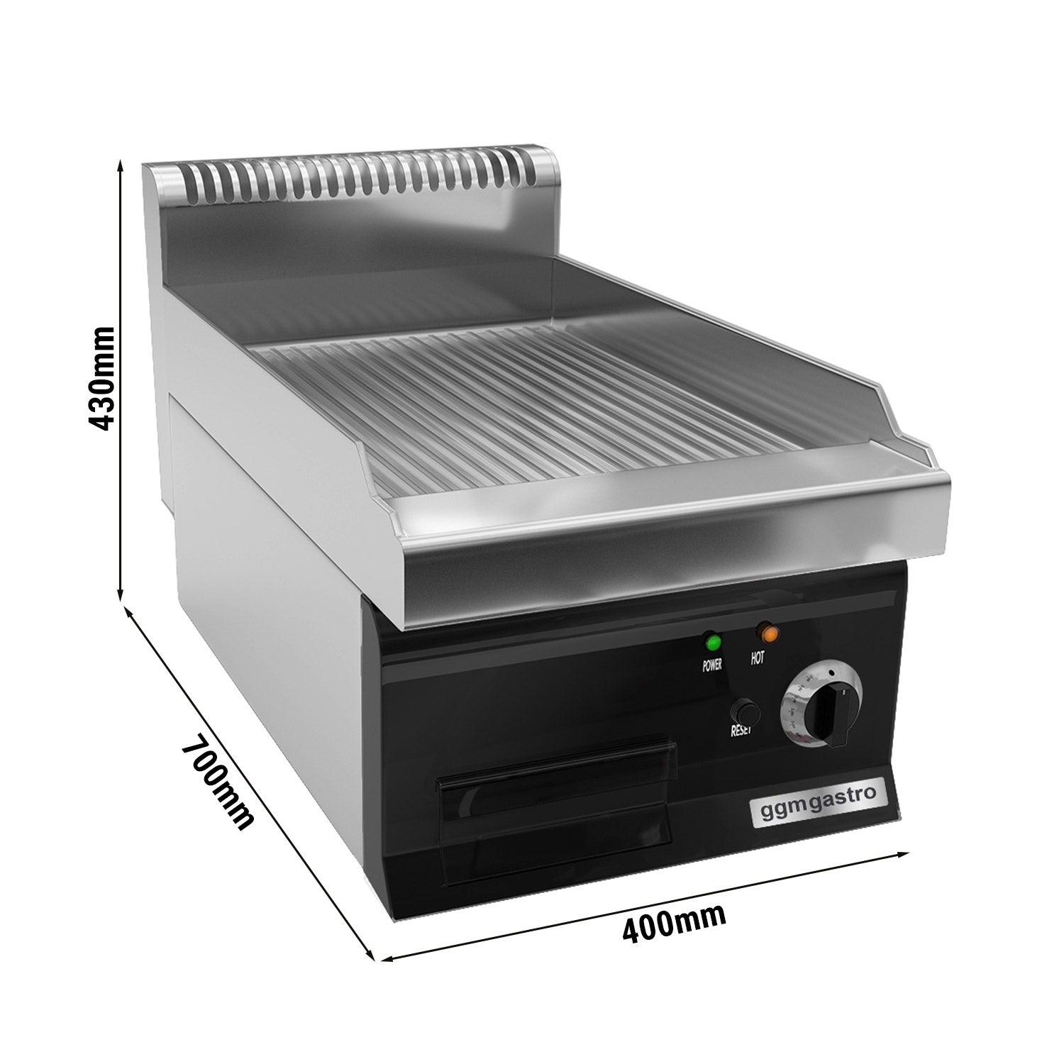 Electric griddle - ribbed (3.6 kW)